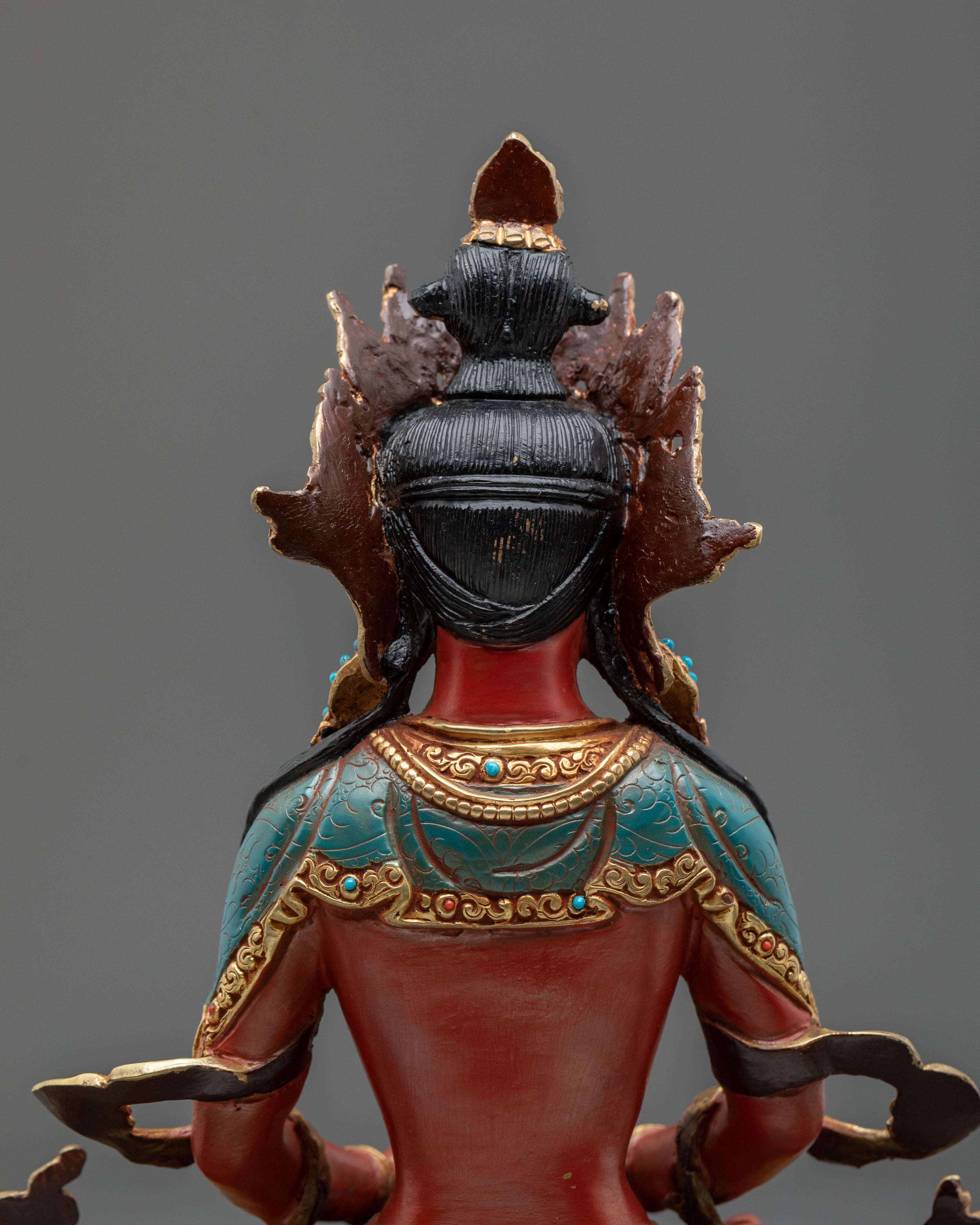 24K Gold Gilded Copper Amitayus Statue | Buddha of Longevity