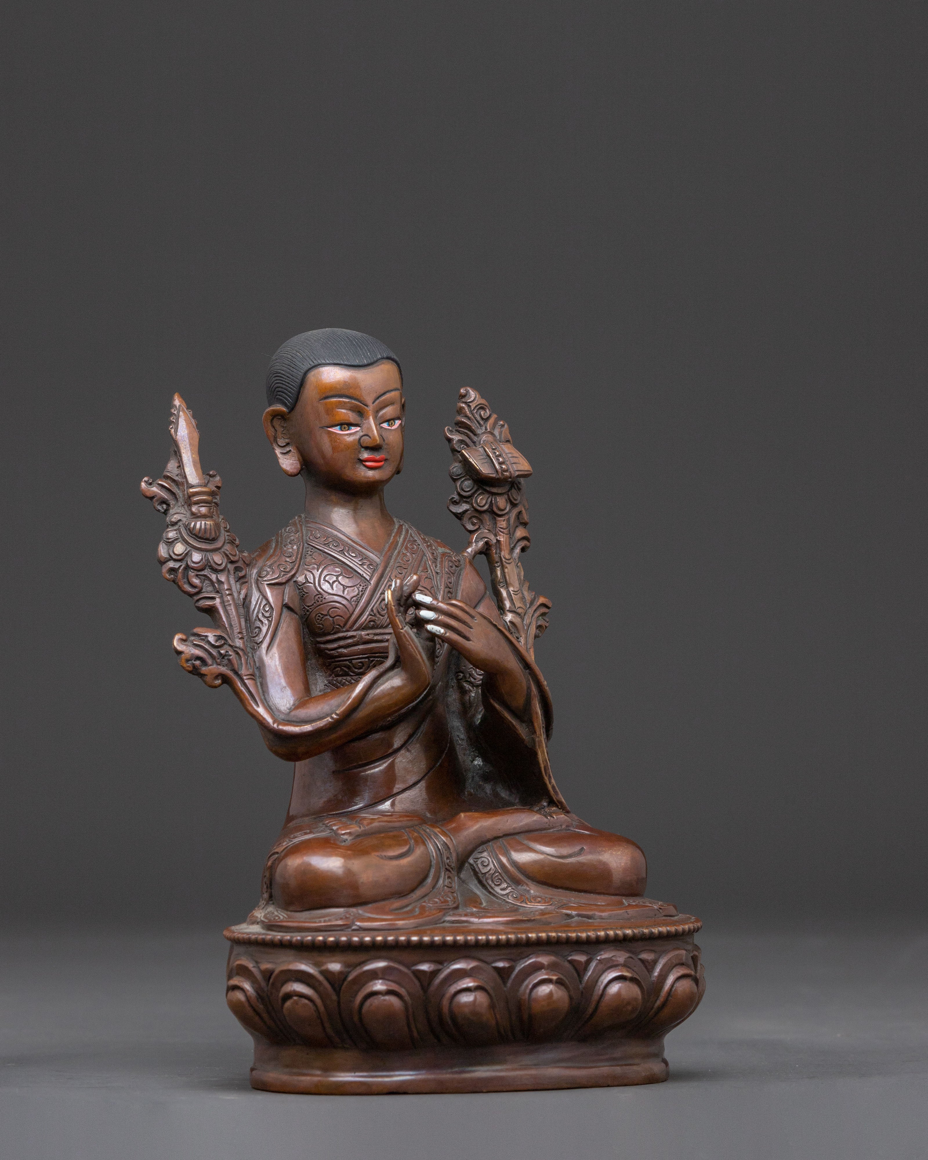 Handcrafted Tsongkhapa with Disciples Statue – Oxidized Copper Finish