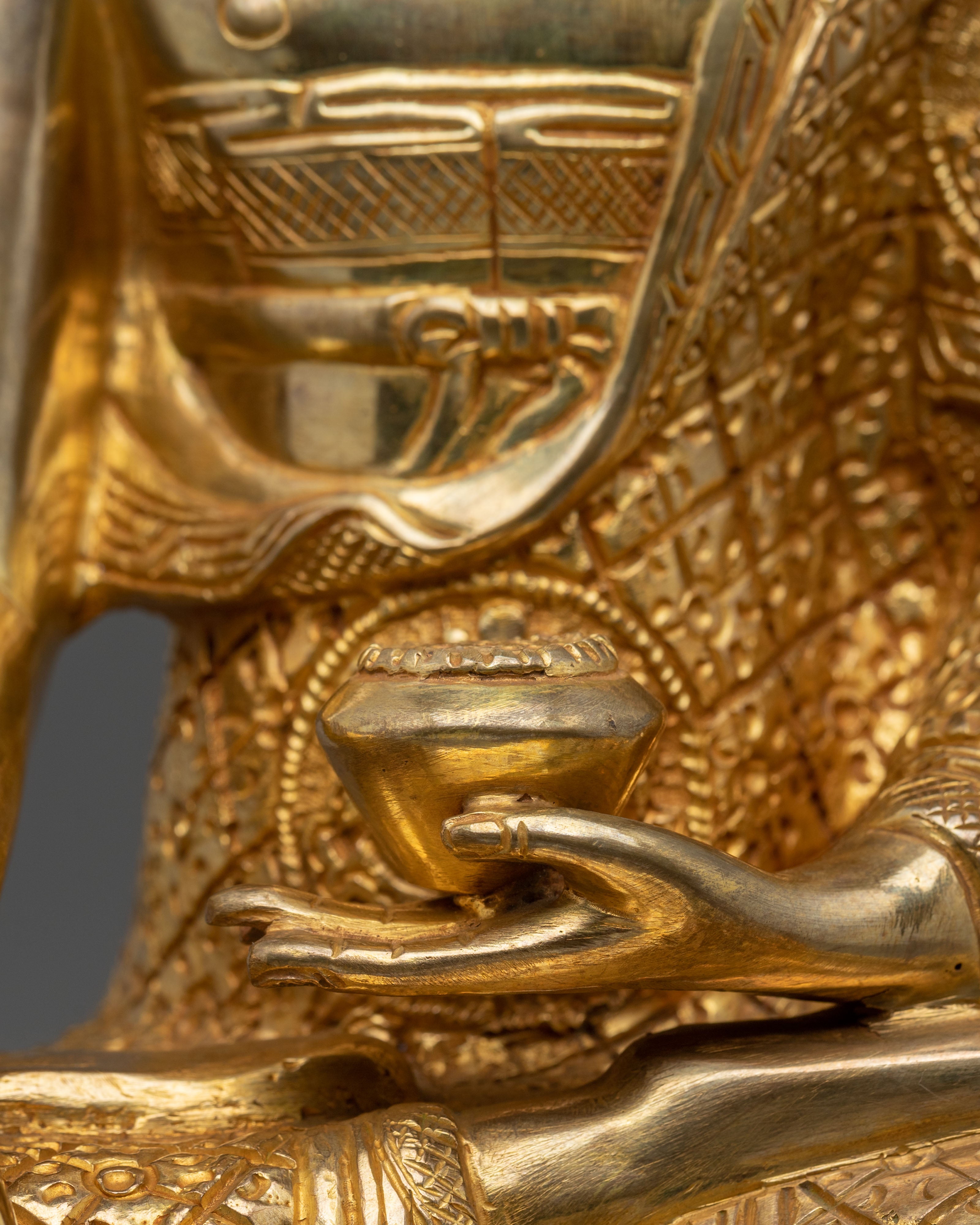 Enlightened Presence: 24k Gold Coated Gautama Buddha Statue