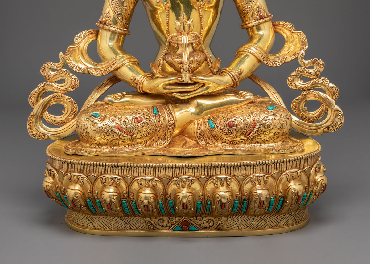 Amitayus Golden Statue | Long Life Buddha Copper Figurine