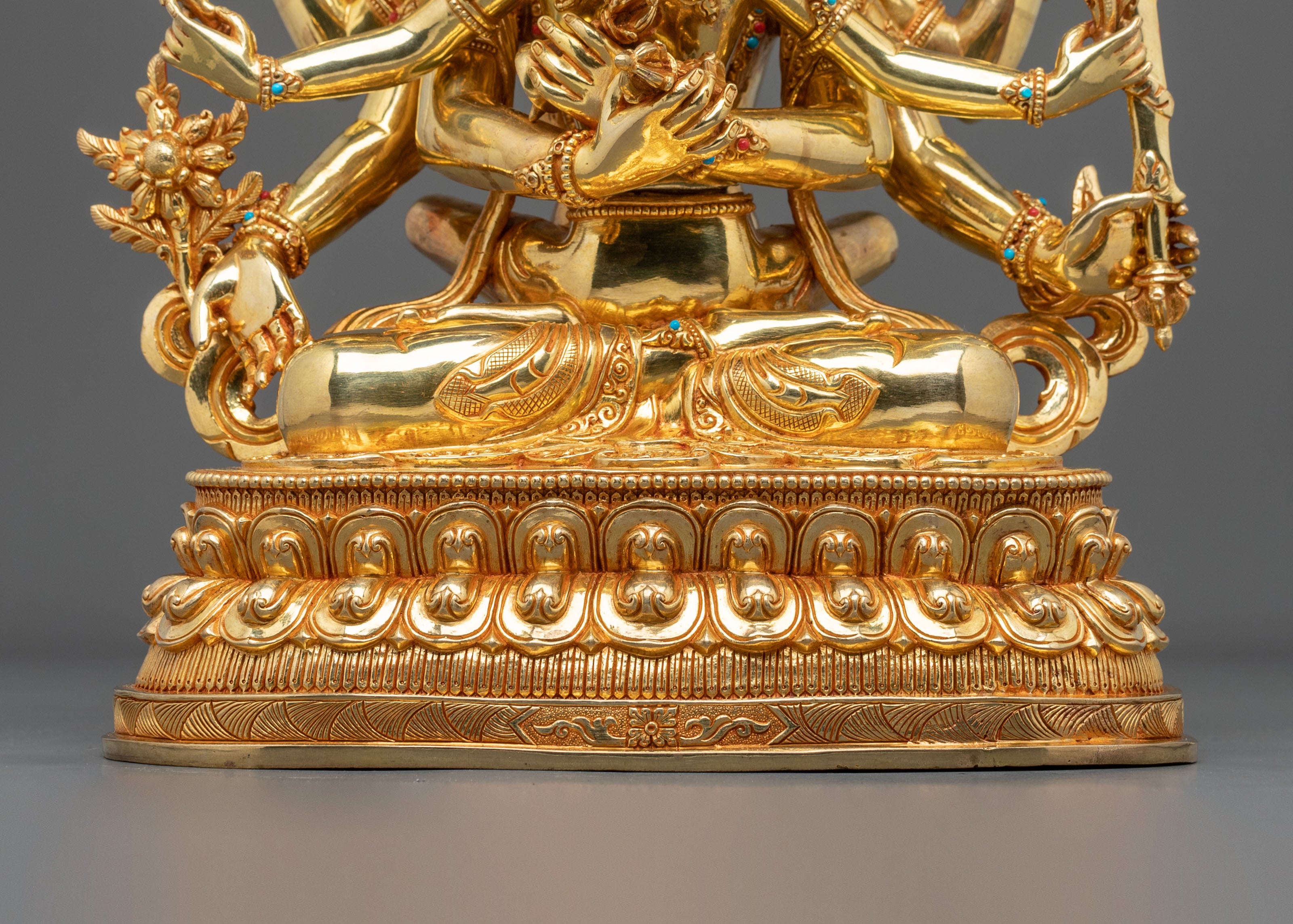 Guhyasamaja Tantric Buddha Statue | 24K Gilded Copper Statue