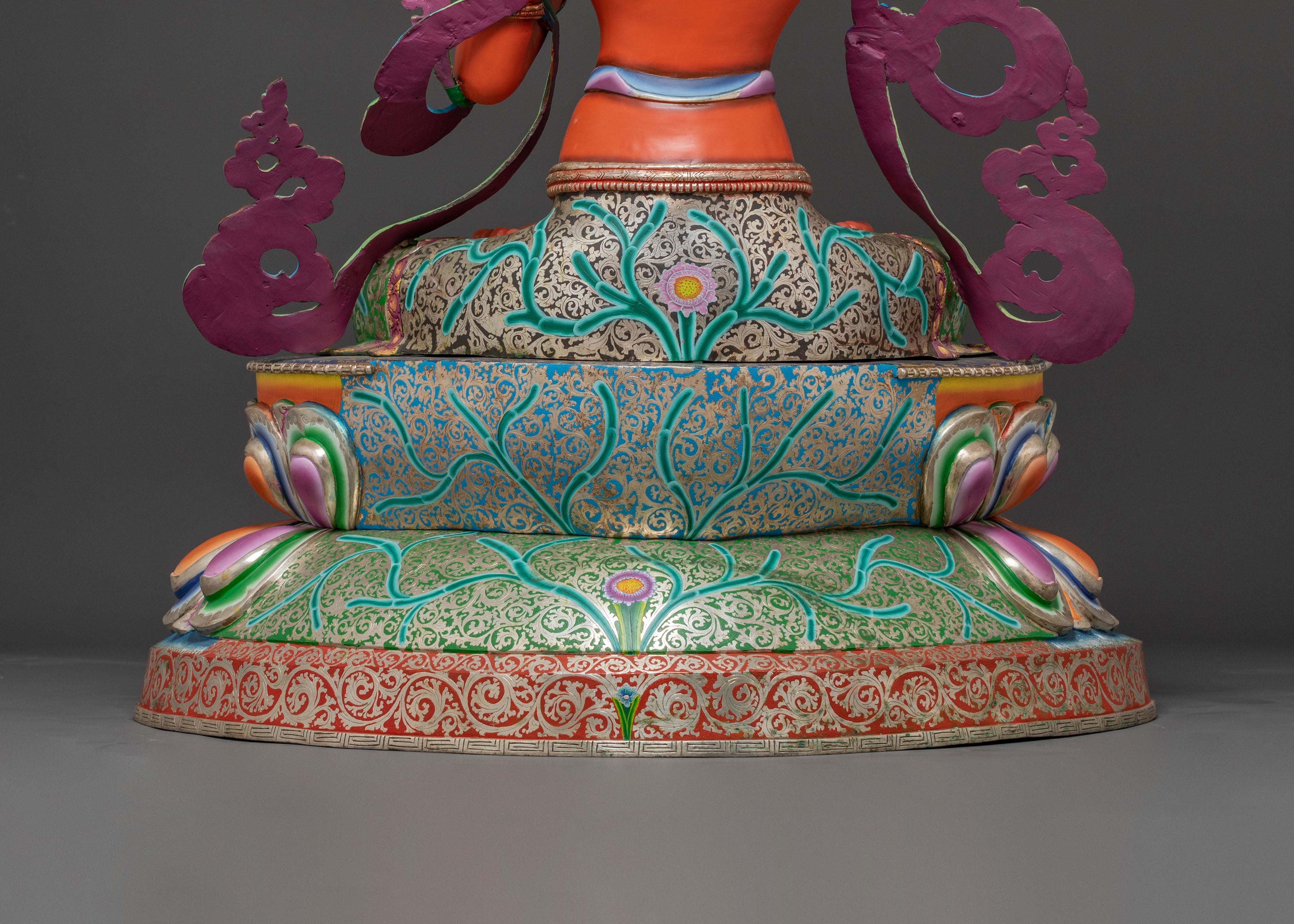 Handcrafted Spiritual Statue of Manjushri – Radiant Gold & Silver