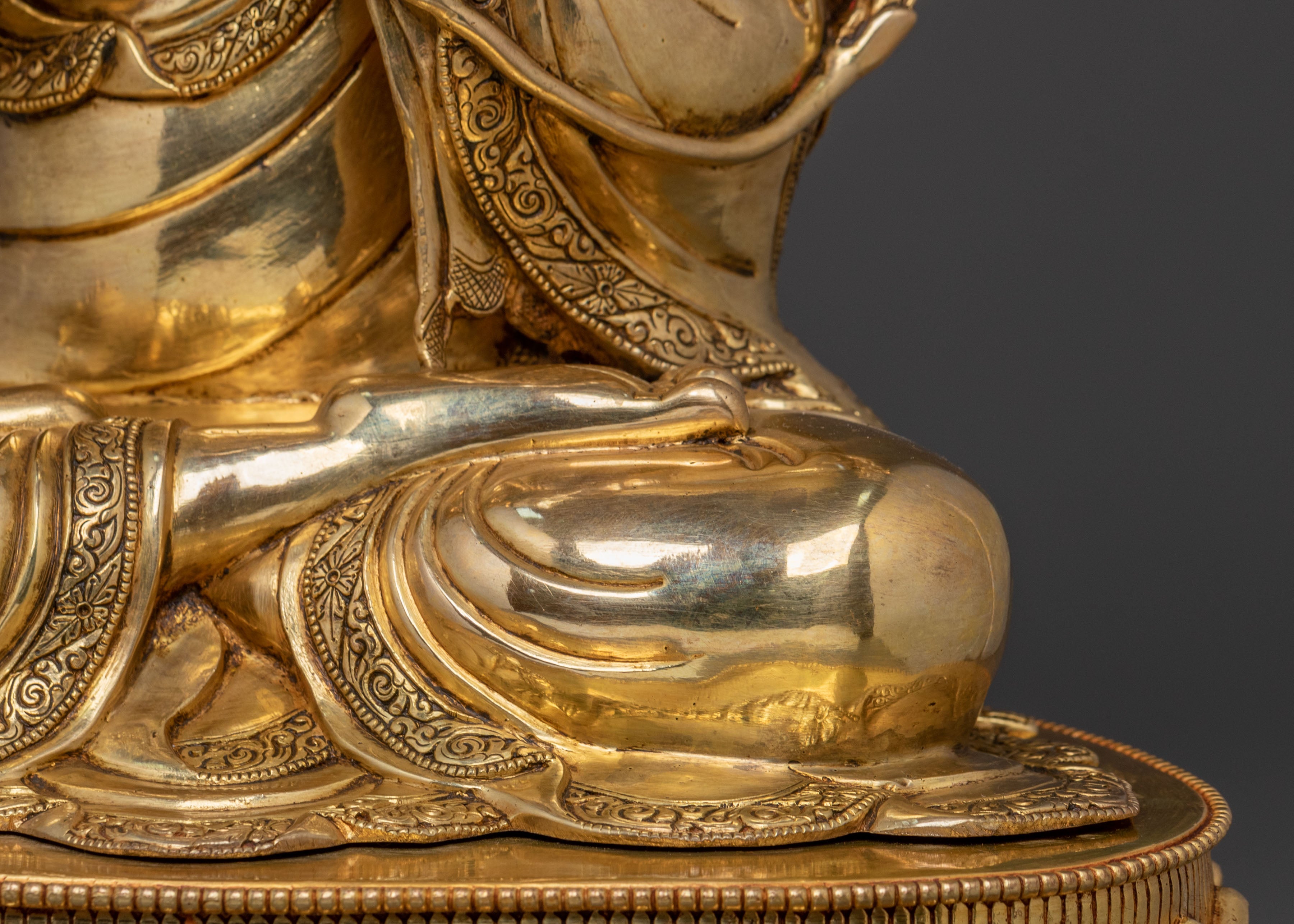 Tsongkhapa Traditional Statue with Disciples – Gilded Copper Masterpiece