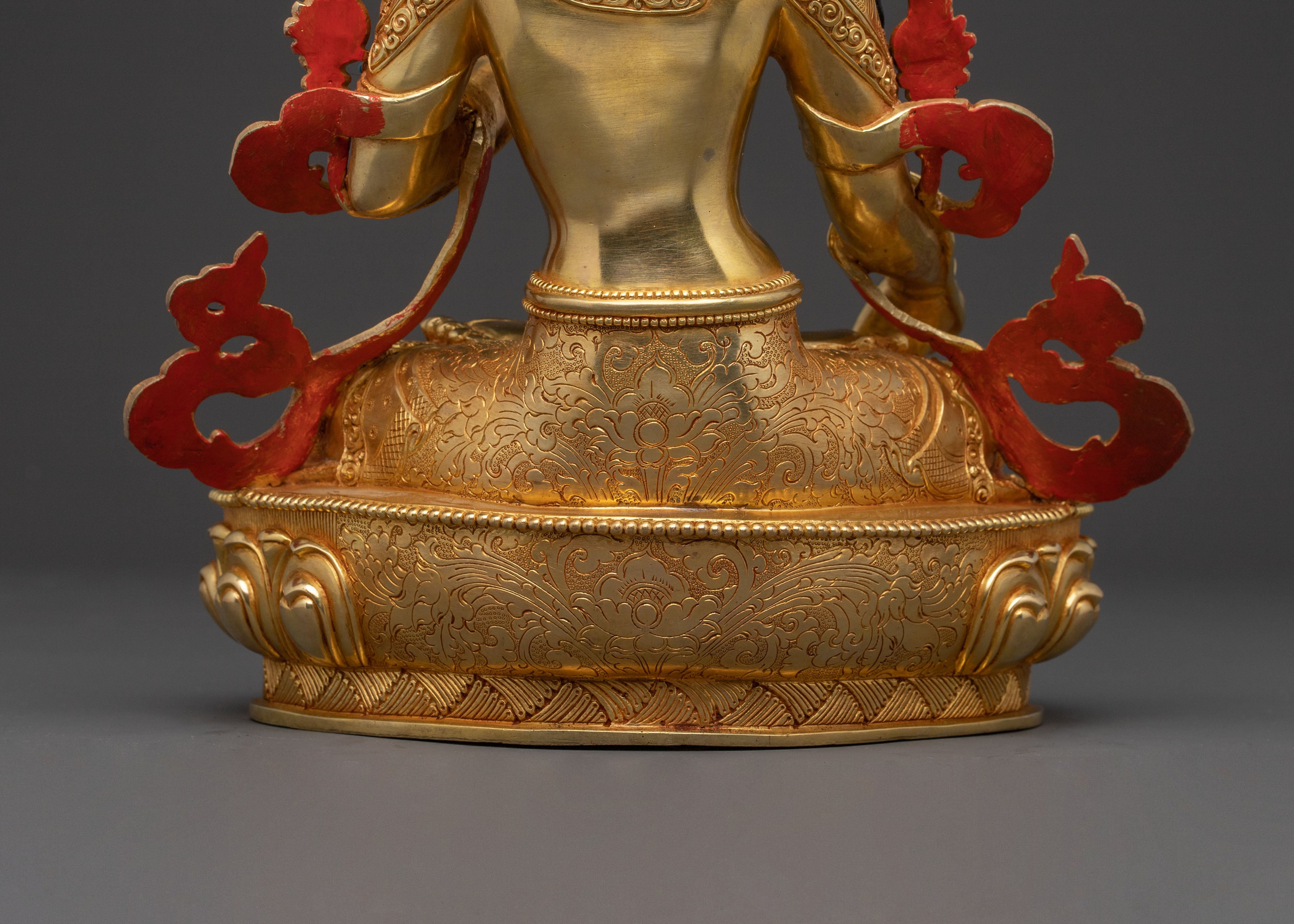 Radiant White Tara Blessing Statue - 24K Gold Gilded Copper