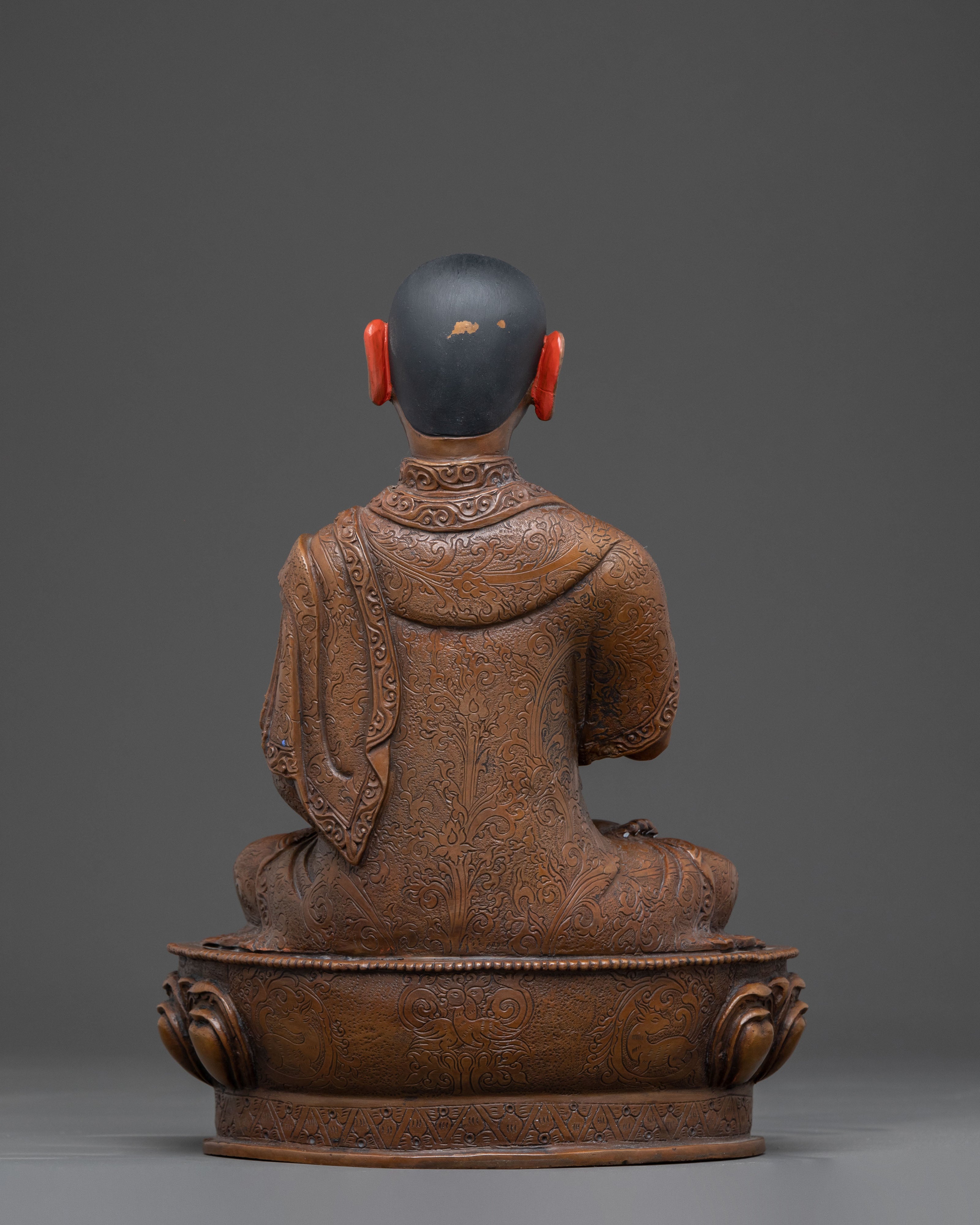 Oxidized Copper Tsongkhapa with Disciples Sacred Statue – Ancient Patina