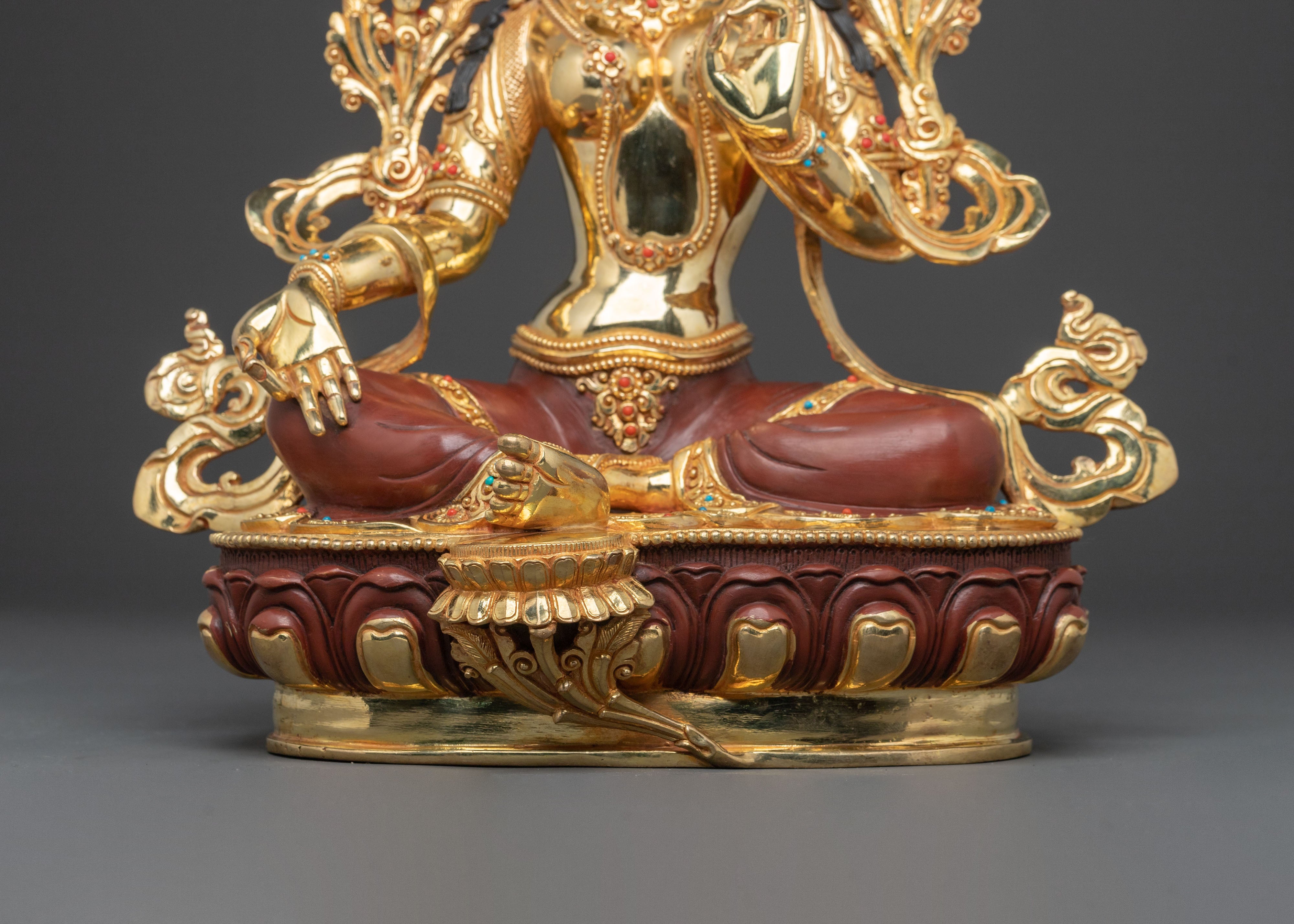 Green Tara Meditation Statue | Handcrafted Serenity