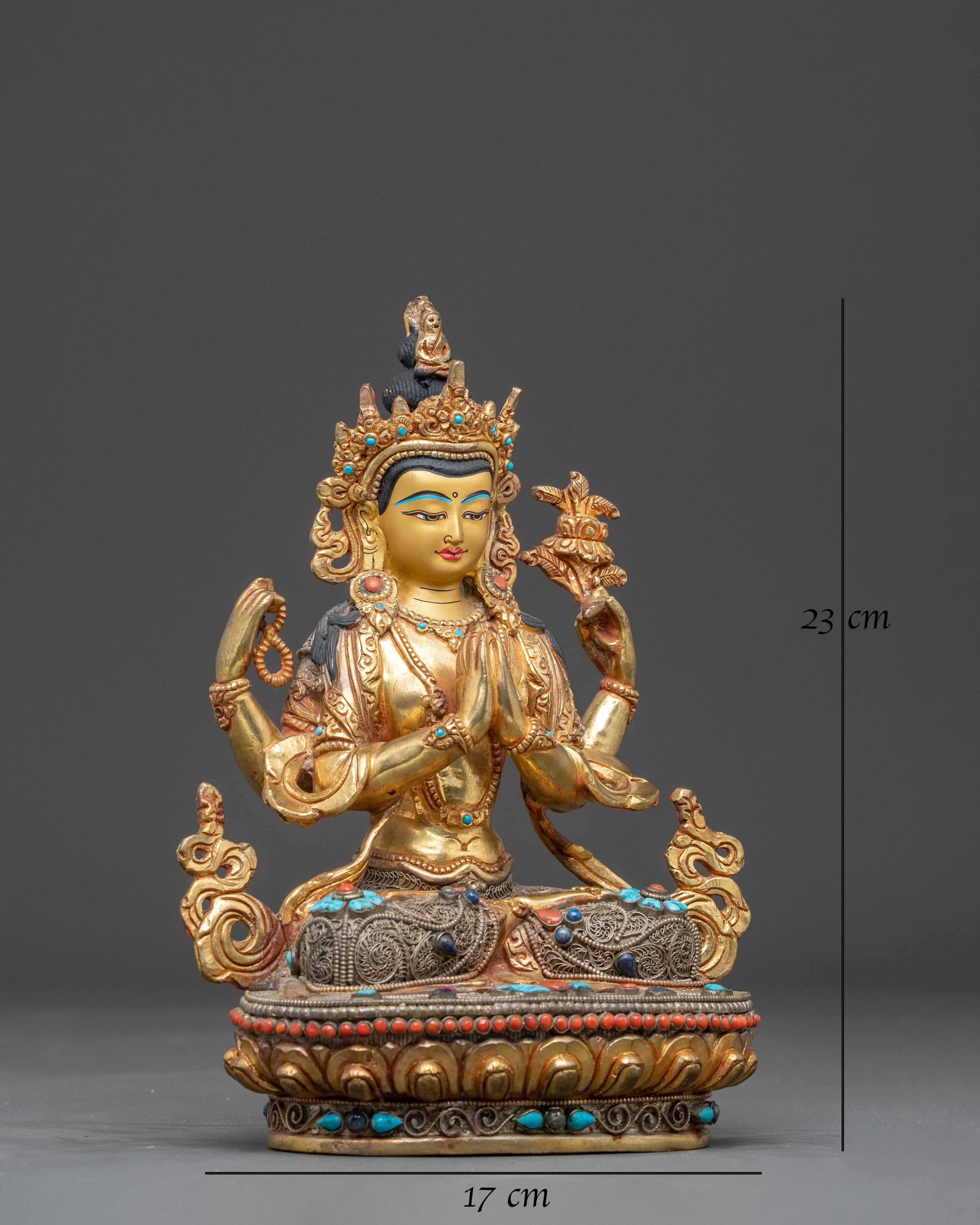 Golden Avalokiteshvara Handcrafted Statue
