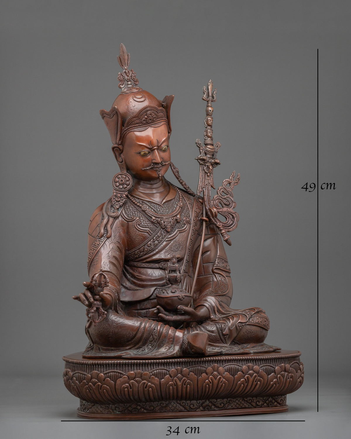Tibetan Guru Rinpoche Oxidized Sculpture | Symbol of Wisdom Protection and Blessings