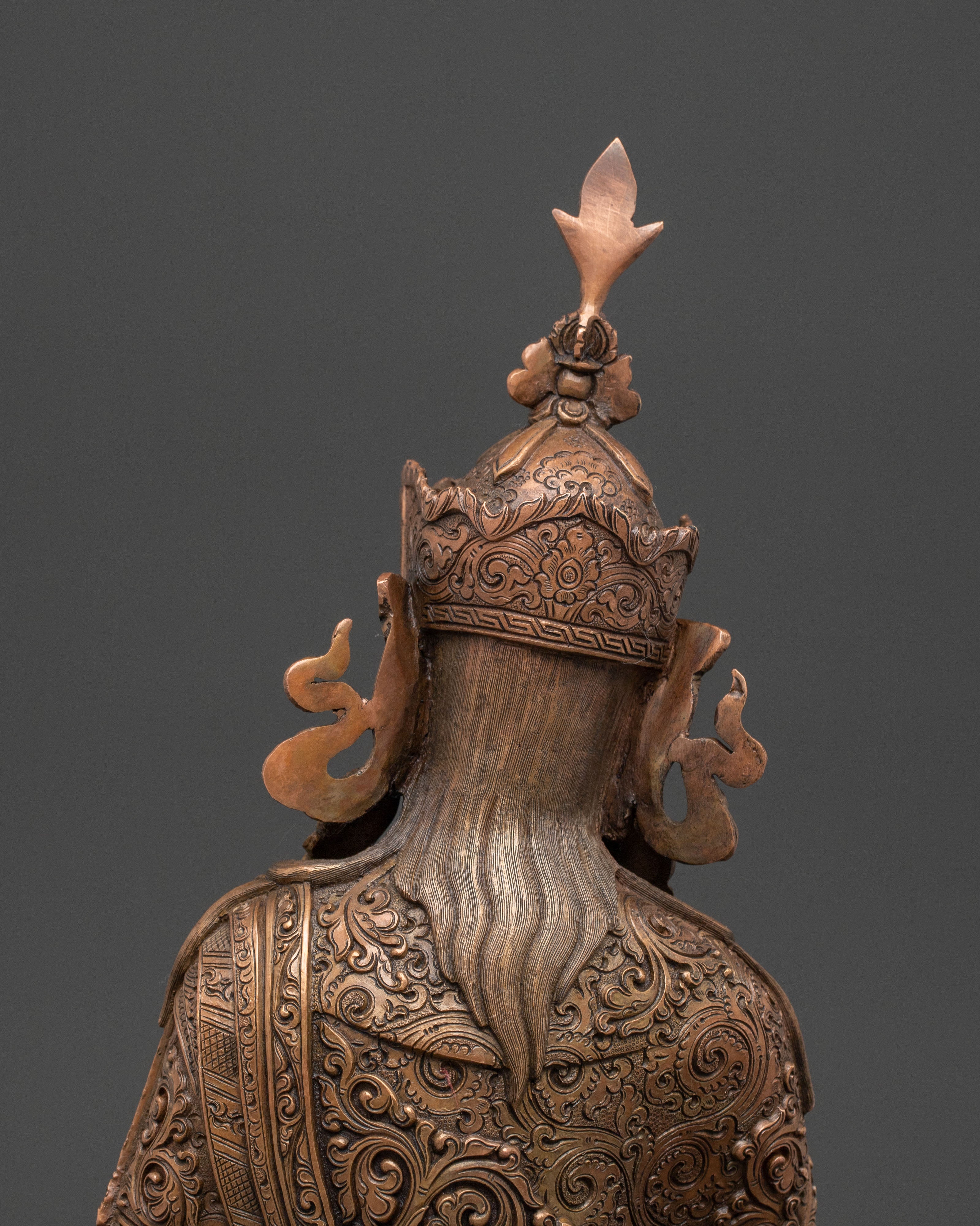 Padmasambhava Lotus Master Statue: Oxidized Copper Serenity