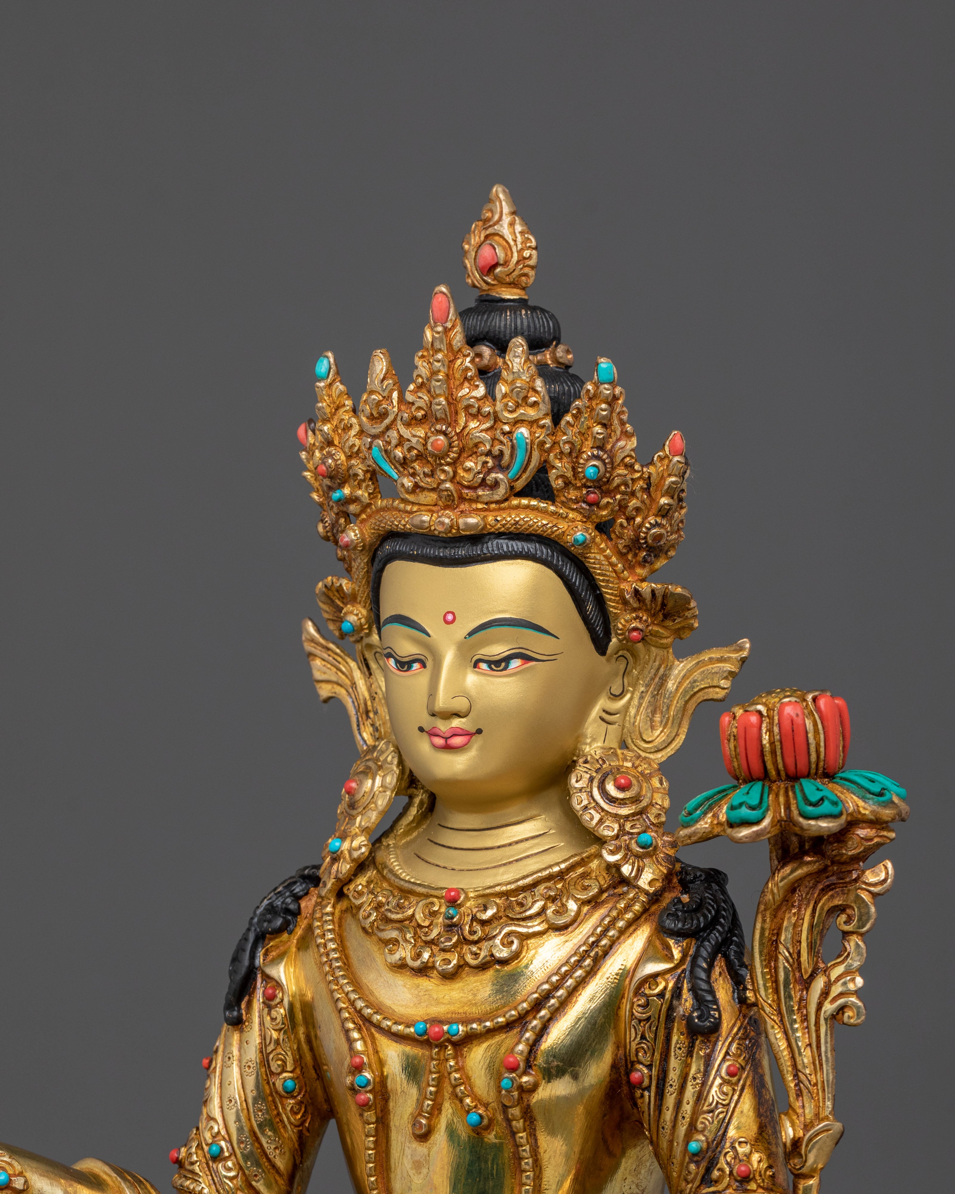 Samantabhadra Sculpture | 24K Gold Gilded Figurine
