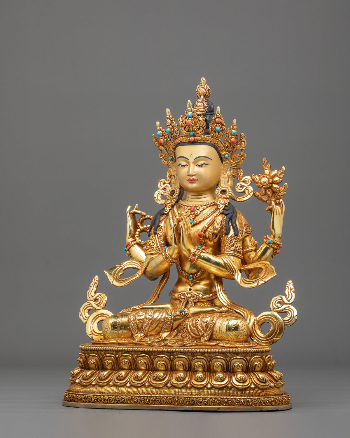 Four Armed Chenrezig Handmade Sculpture