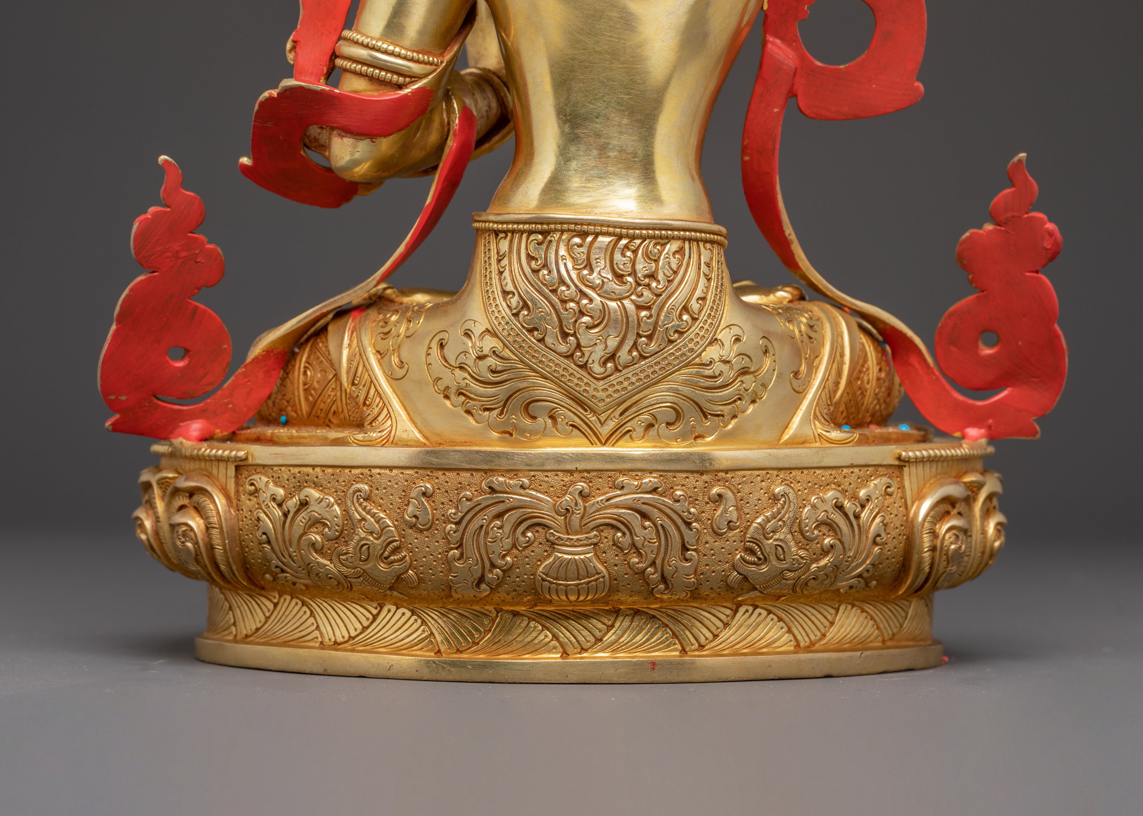Golden Manjushri Statue: Bodhisattva of Wisdom