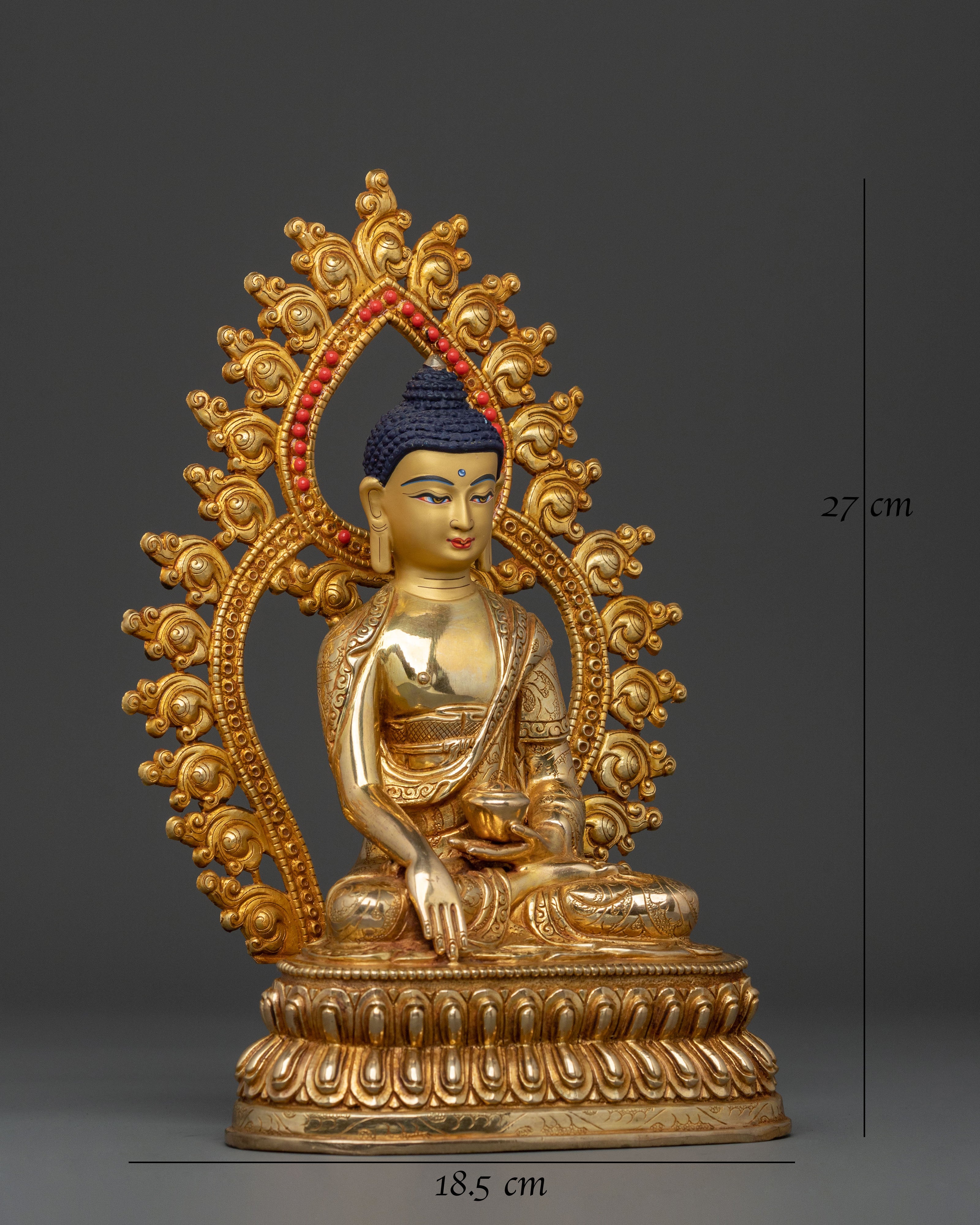 Shakyamuni Buddha Enlightenment Dharma Statue | 24K Gold Gilded