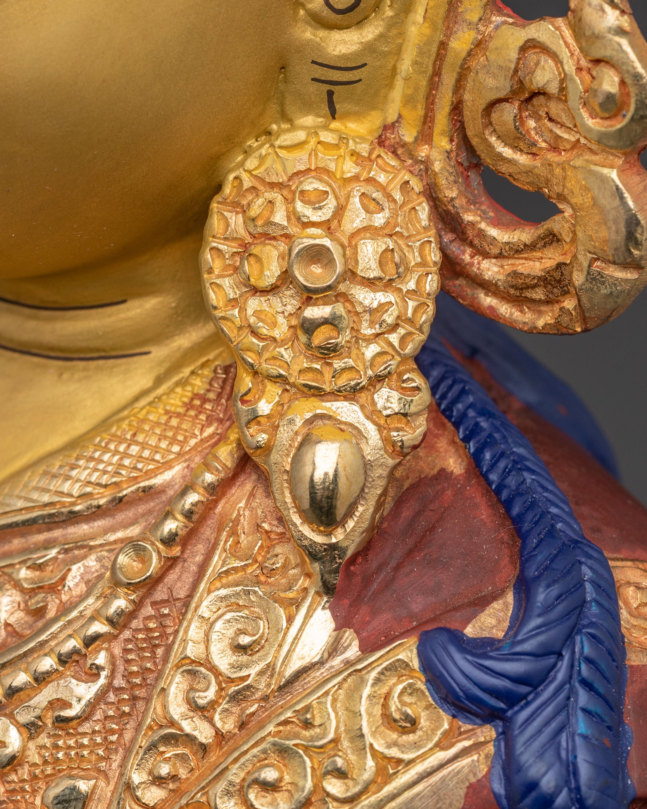 Nepalese Handcrafted Guru Rinpoche Copper Statue