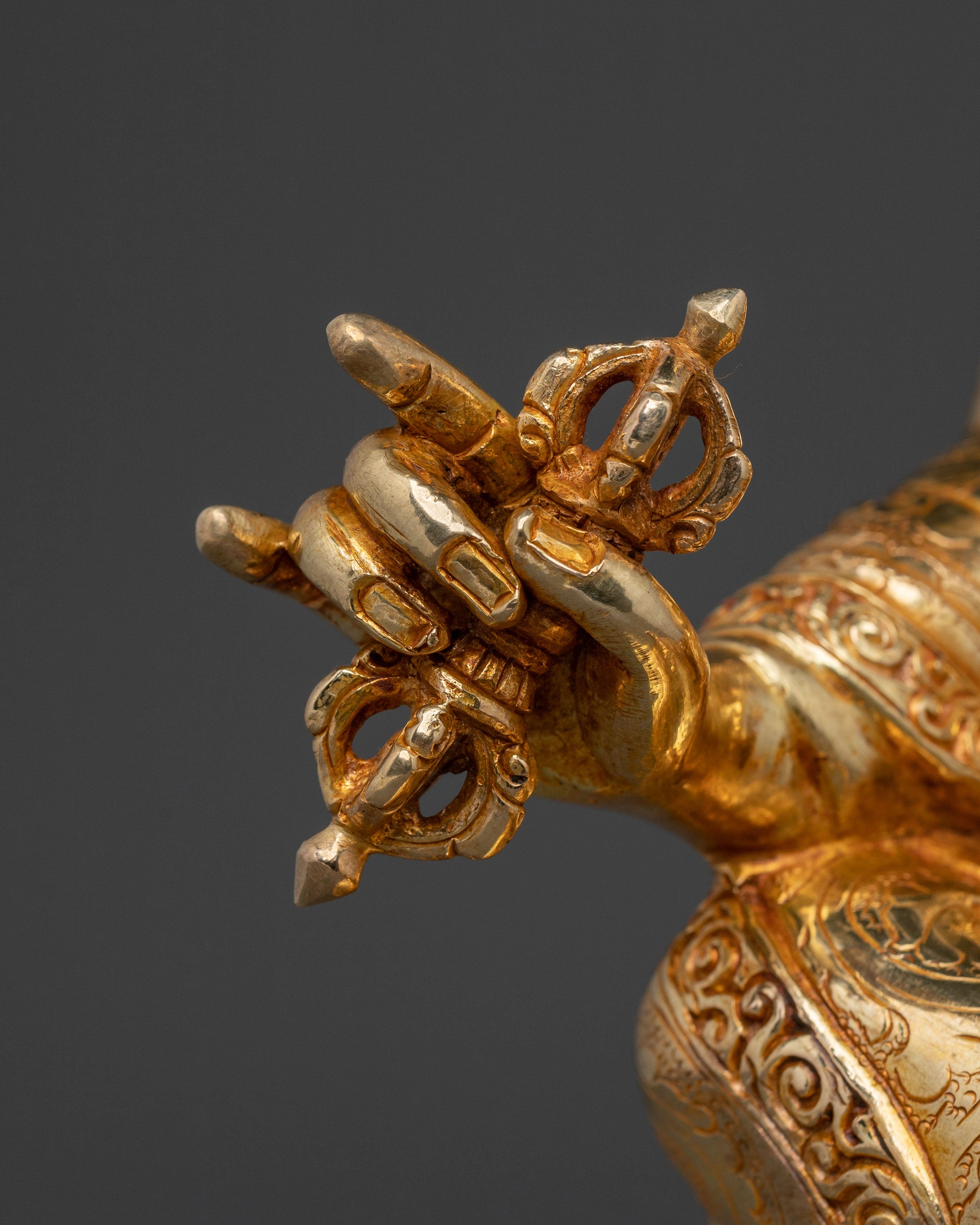 Tibetan Padmasambhava Statue - 24K Gold Gilded Copper