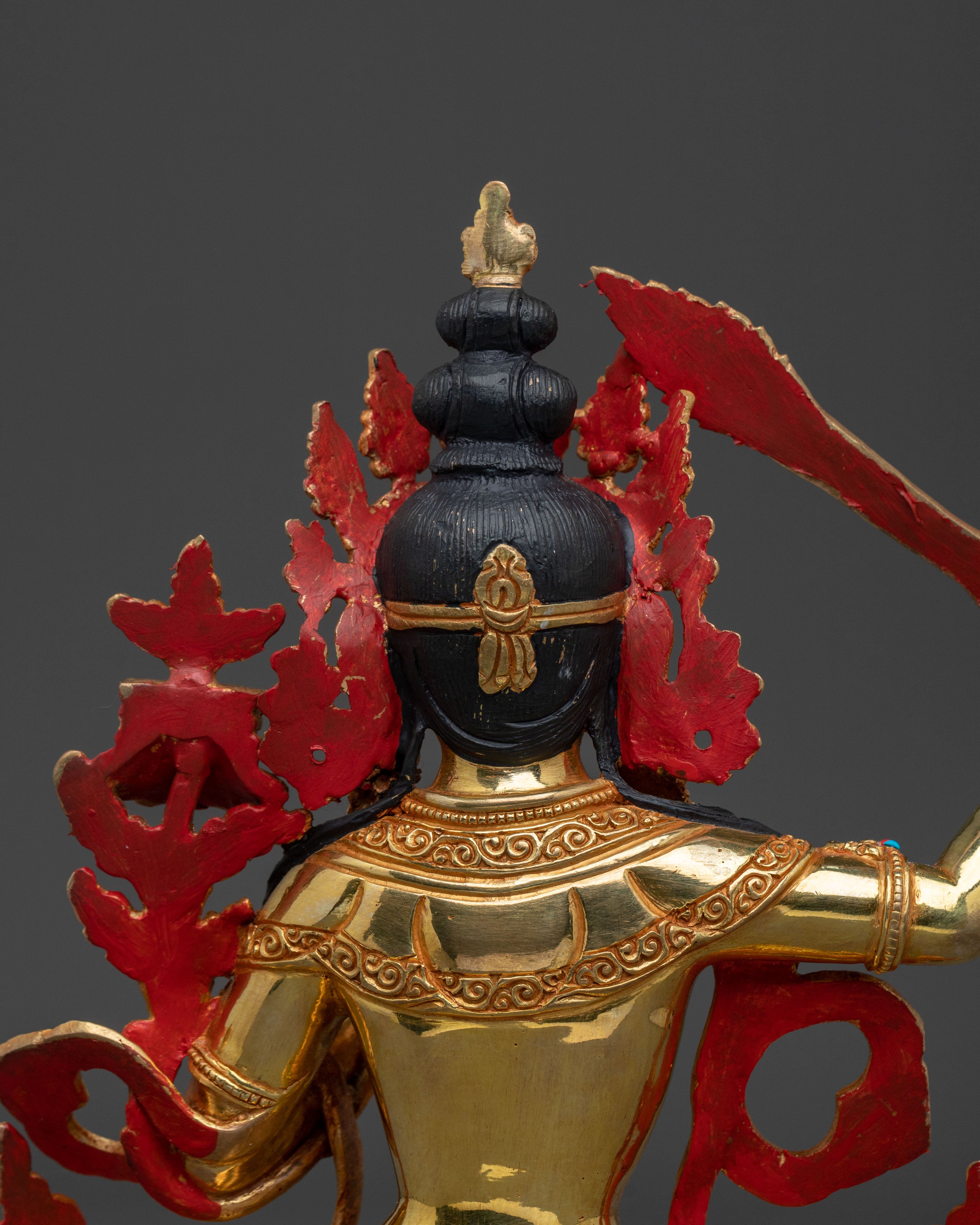 manjughoṣa sacred sculpture with 24K Gold Gilding