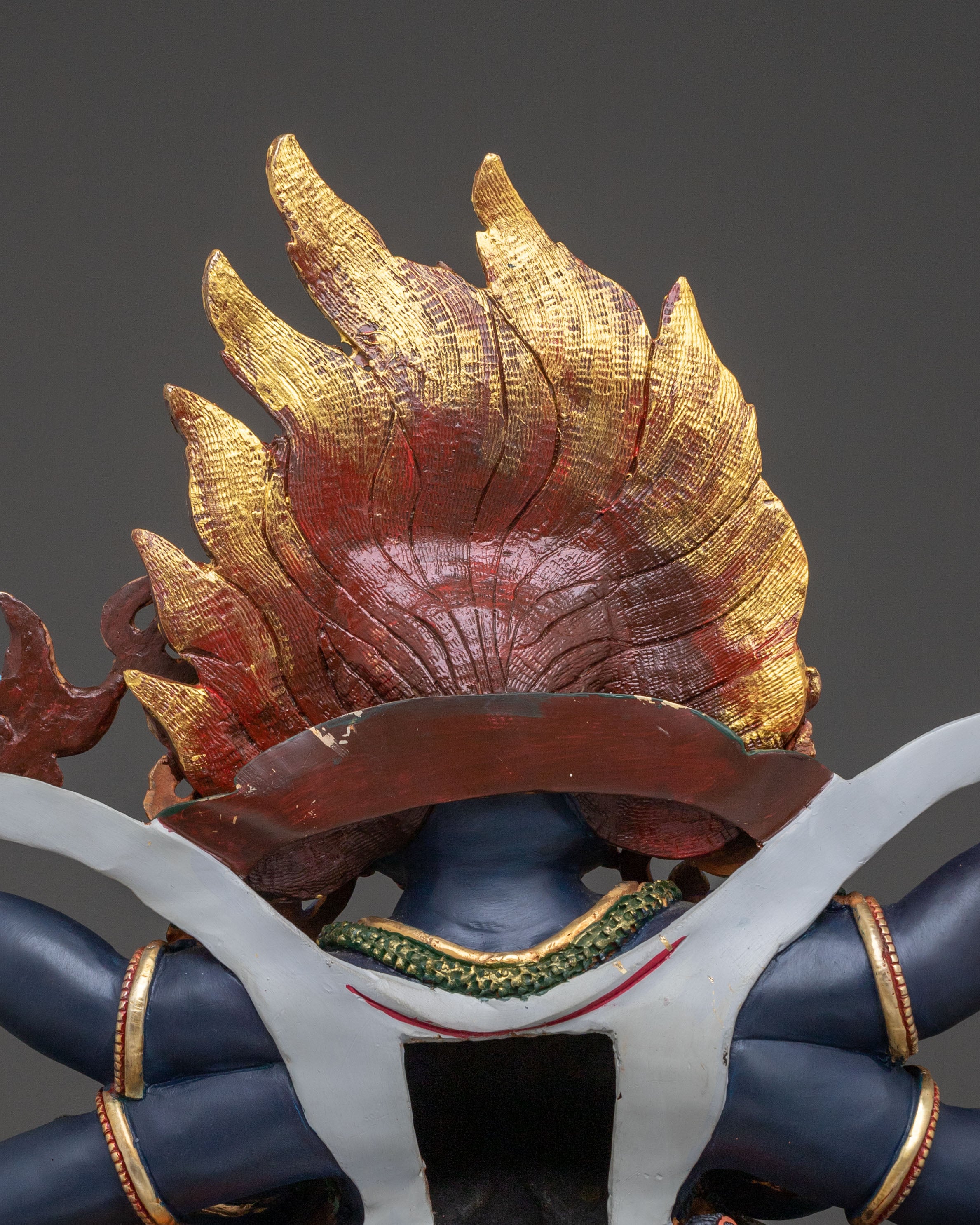 Six Armed Mahakala Divine Sculpture: Protector of Dharma