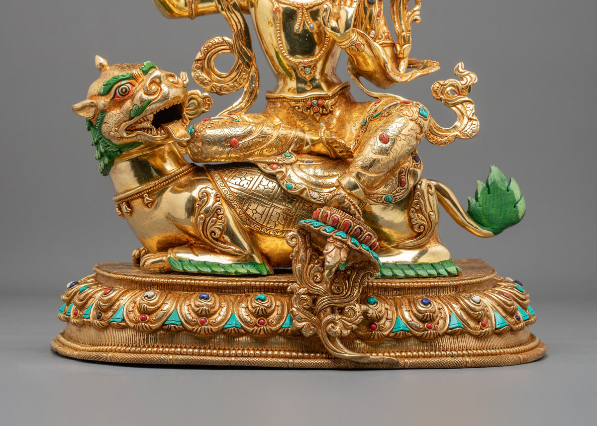Simhanada Manjushri Sacred Buddhist Figurine | Home Decor