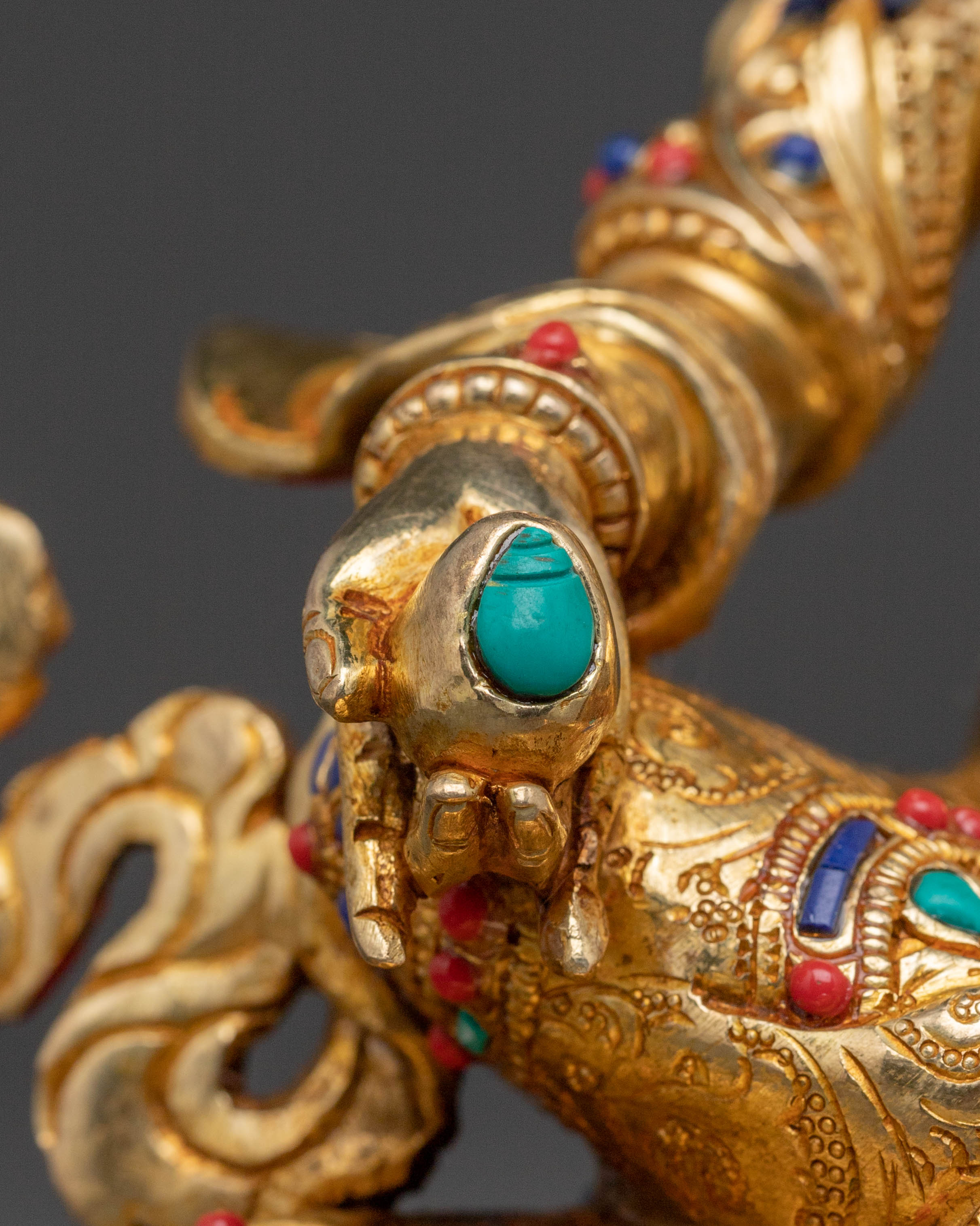 Holy Statue of Dzambhala | Exquisite 24K Gilded Copper Statue