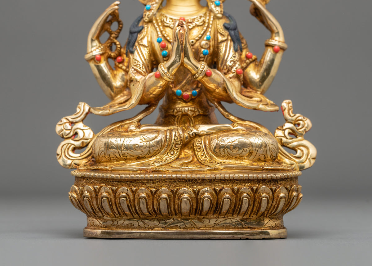 Four-Armed Chenrezig Tibetan Sculpture