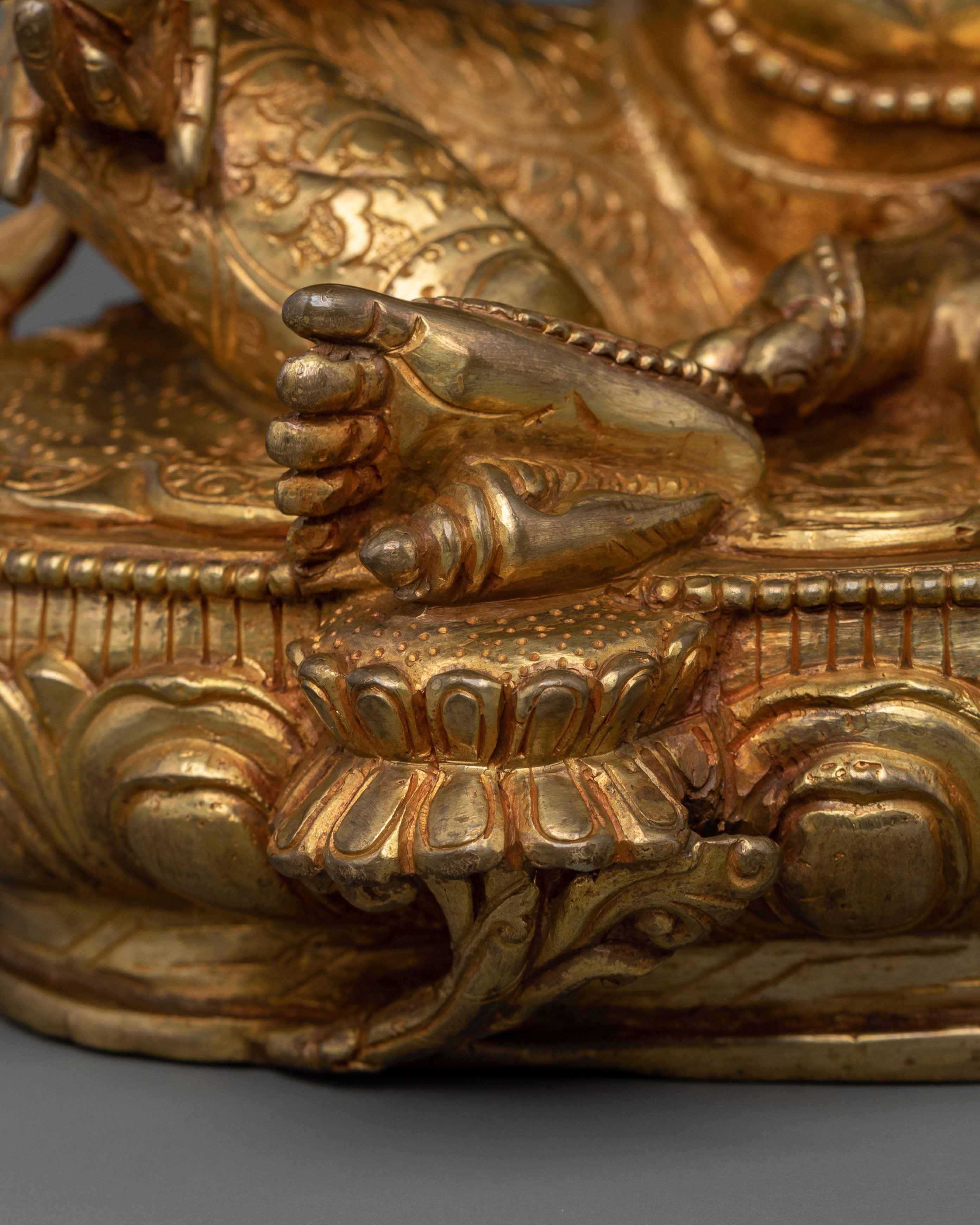 24K Gold Gilded Dzambhala Wealth Blessing Sculpture