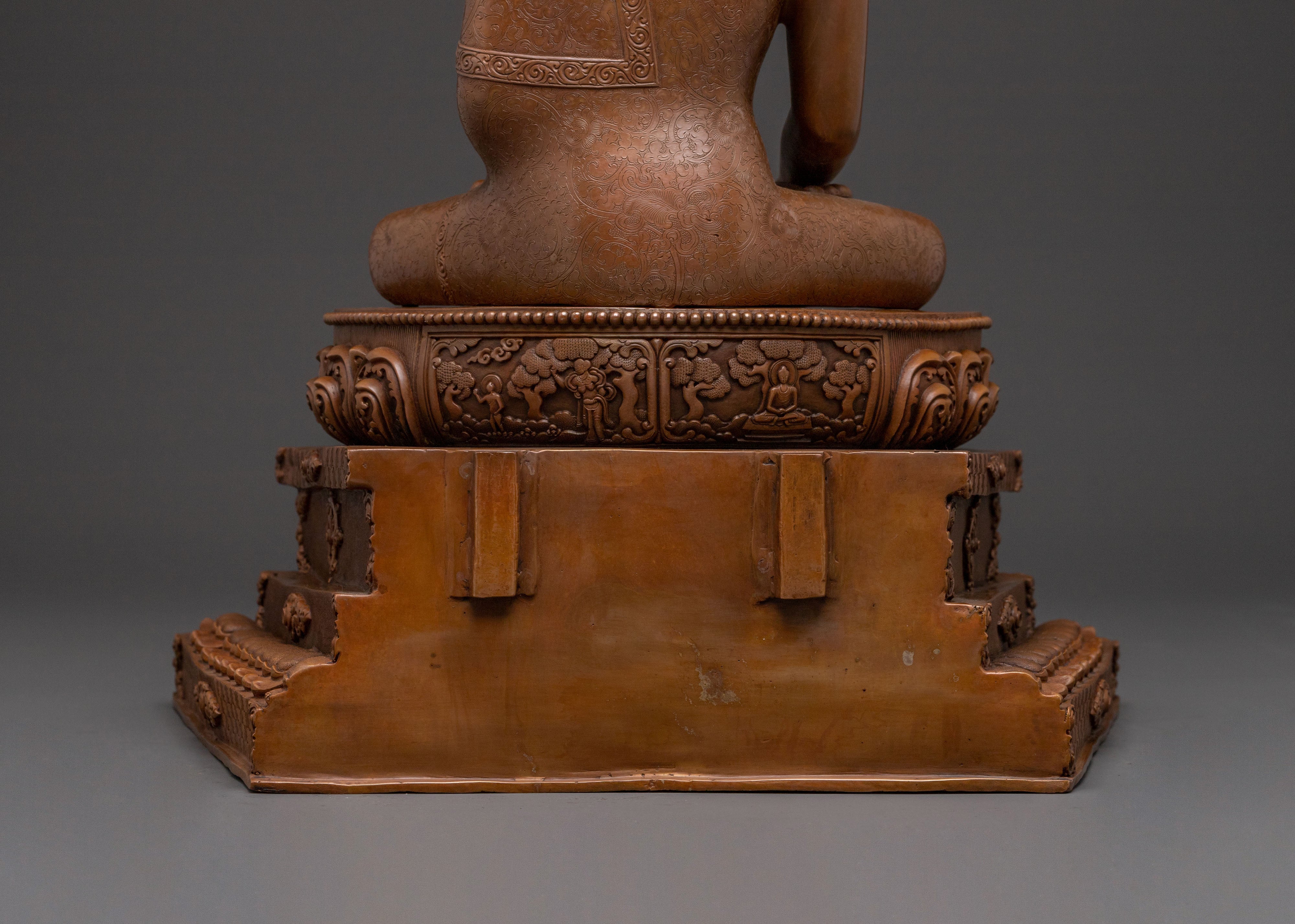 Shakyamuni Buddha Sculpture on Throne for Altar