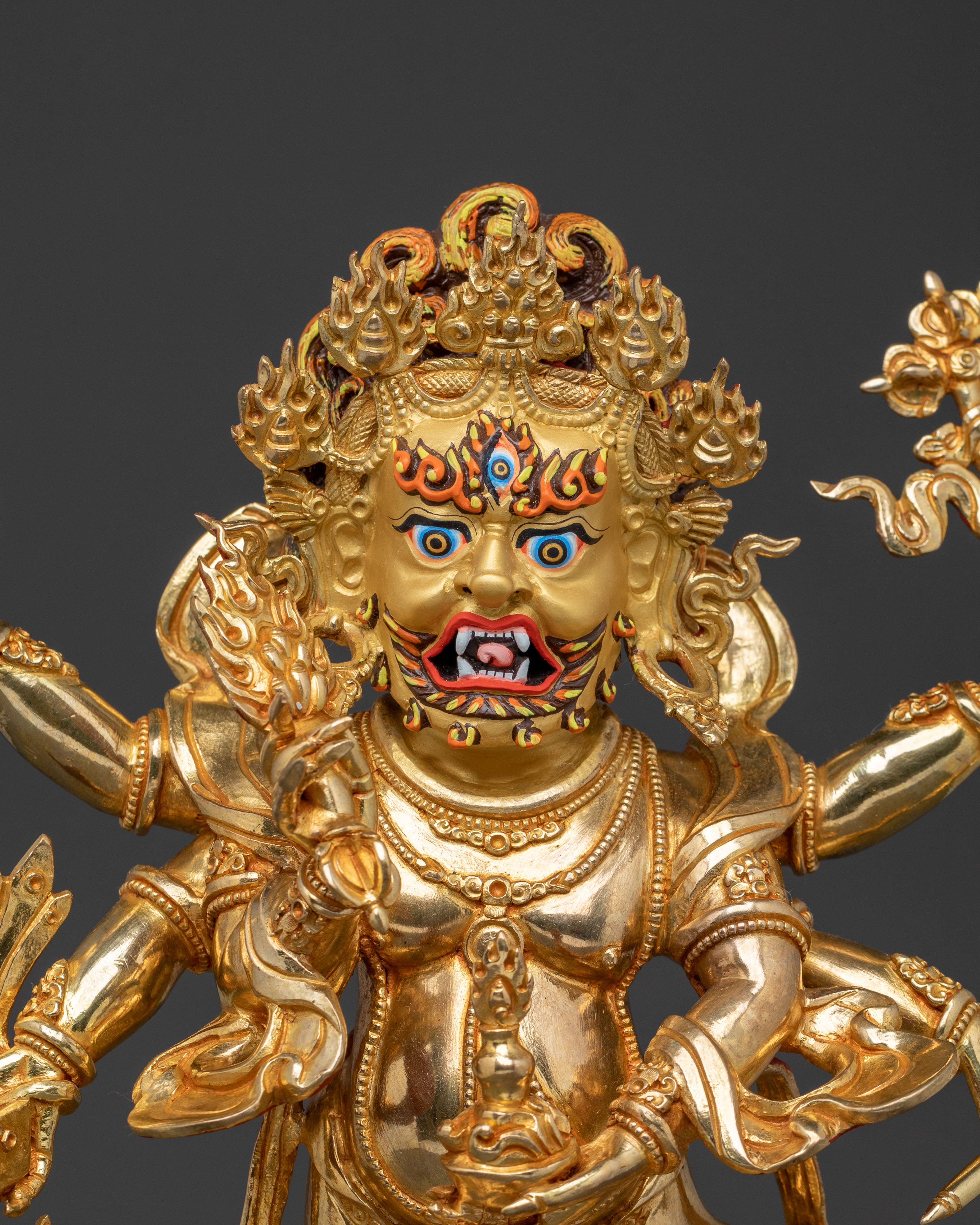 Handcrafted White Mahakala Statue | Divine Protector