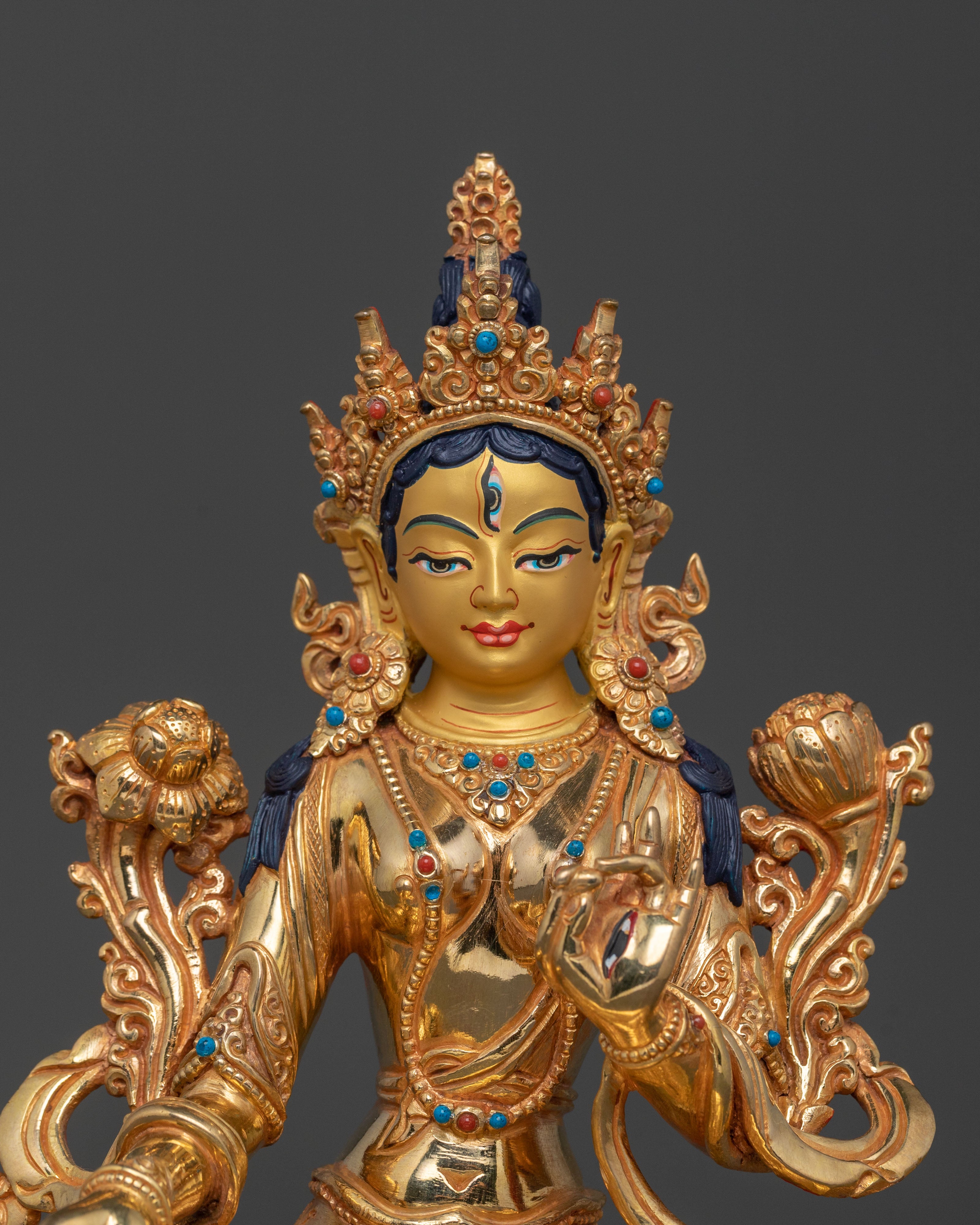 Sita Tara Goddess White Tara 24K Gold Gilded Statue
