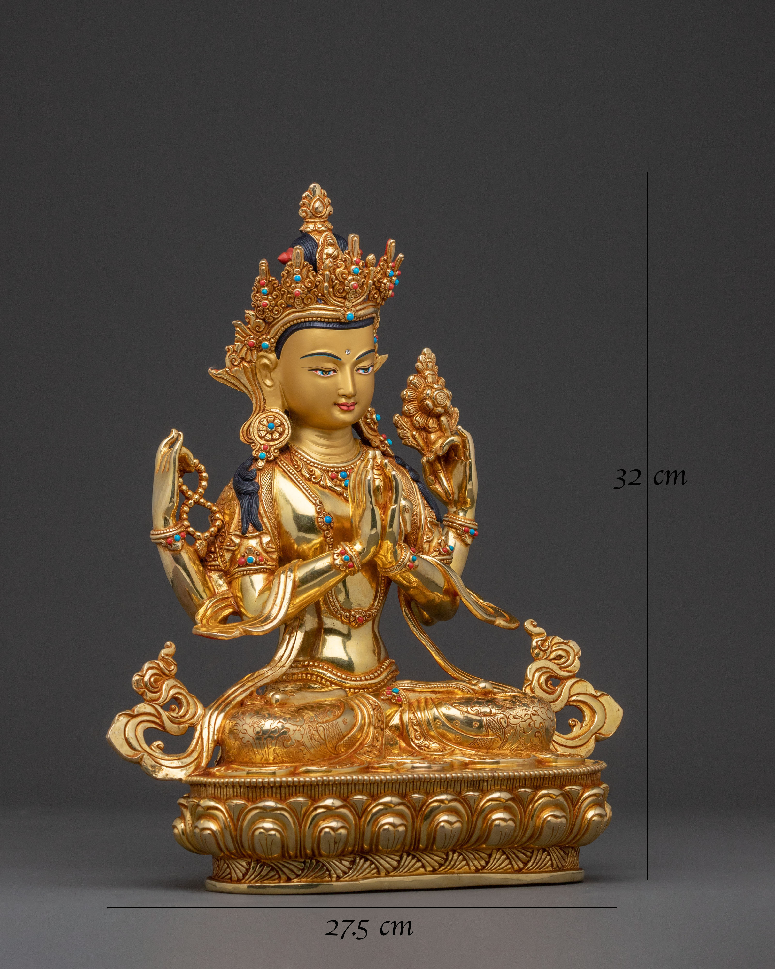 Handcrafted Copper Statue of Chenrezig