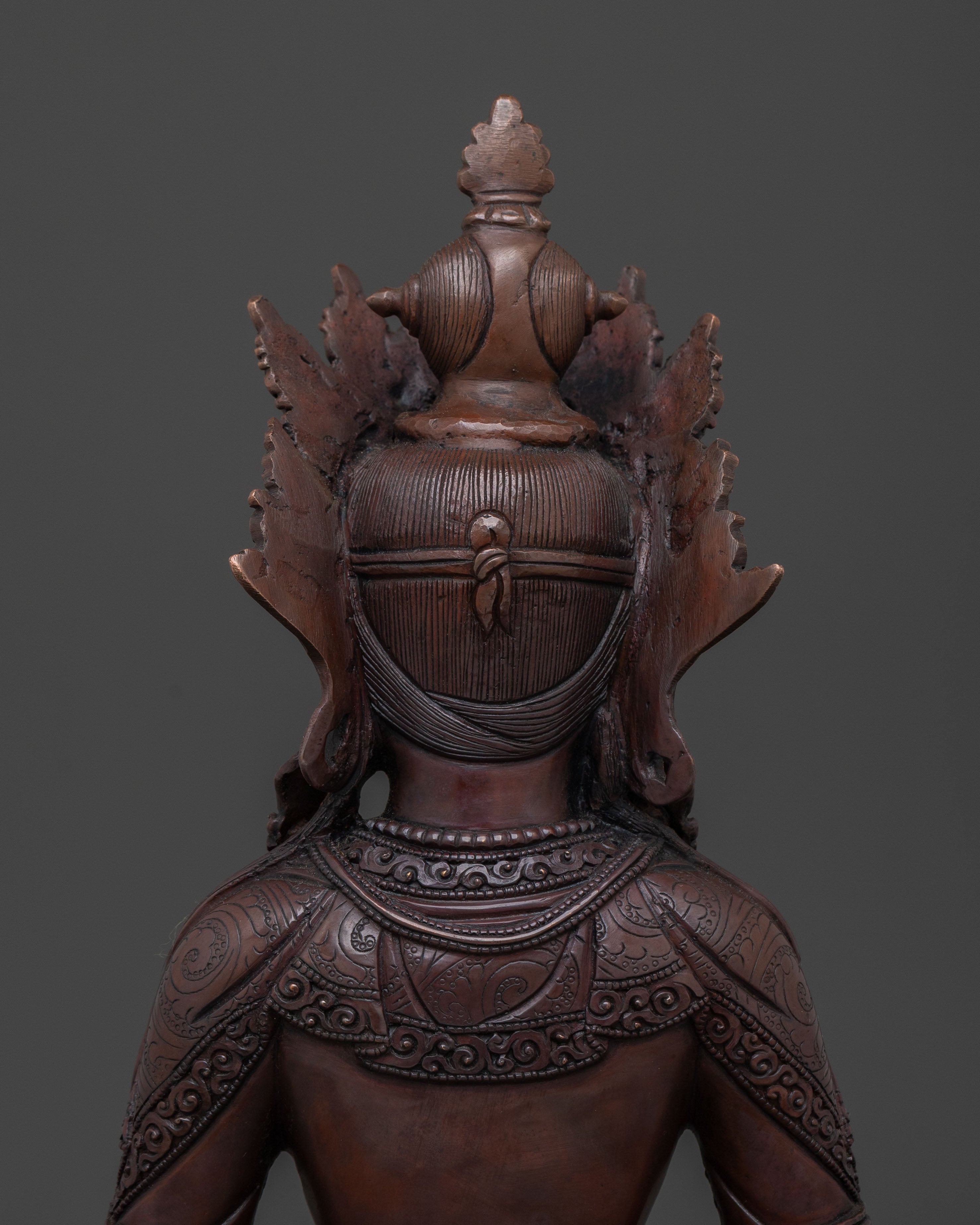 Amitayus: Handcrafted Oxidized Copper Blessing Statue