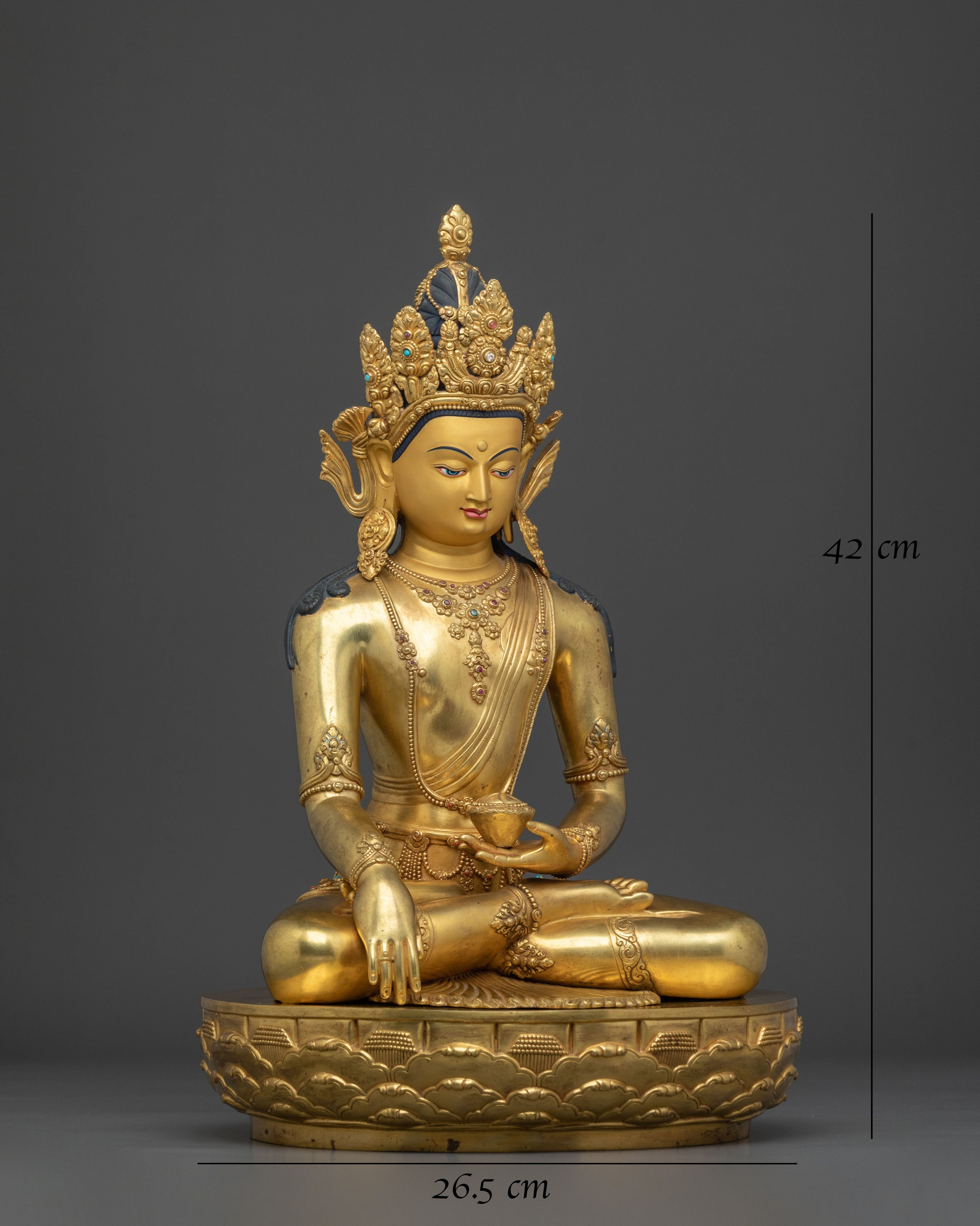 Traditional Himalayan Crown Shakyamuni Buddha Figure