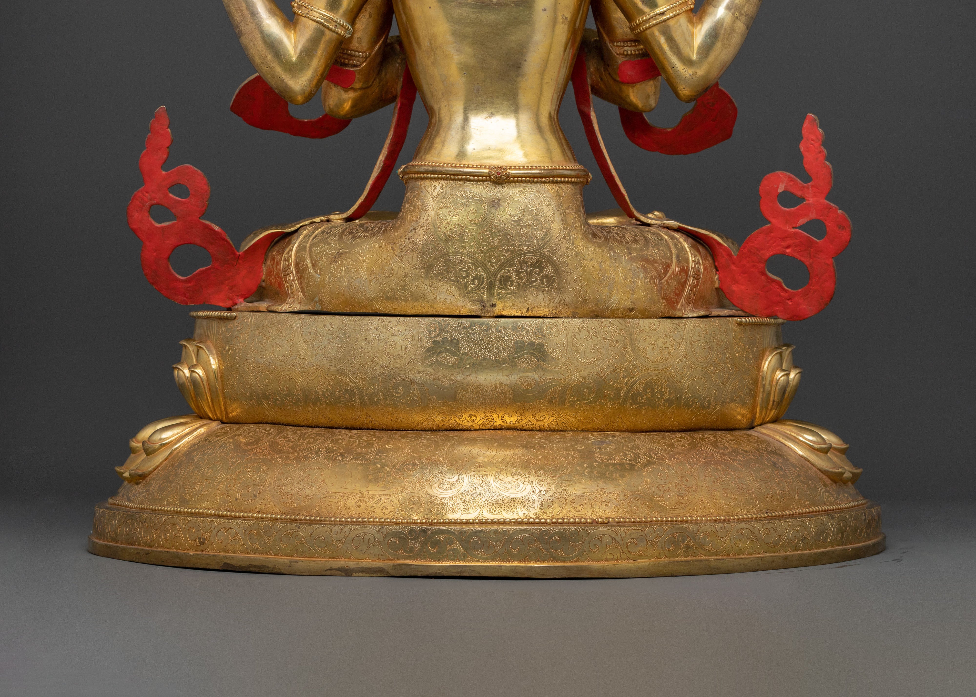 Bodhisattva Compassion Chenrezig Statue with 24K Gold Glided
