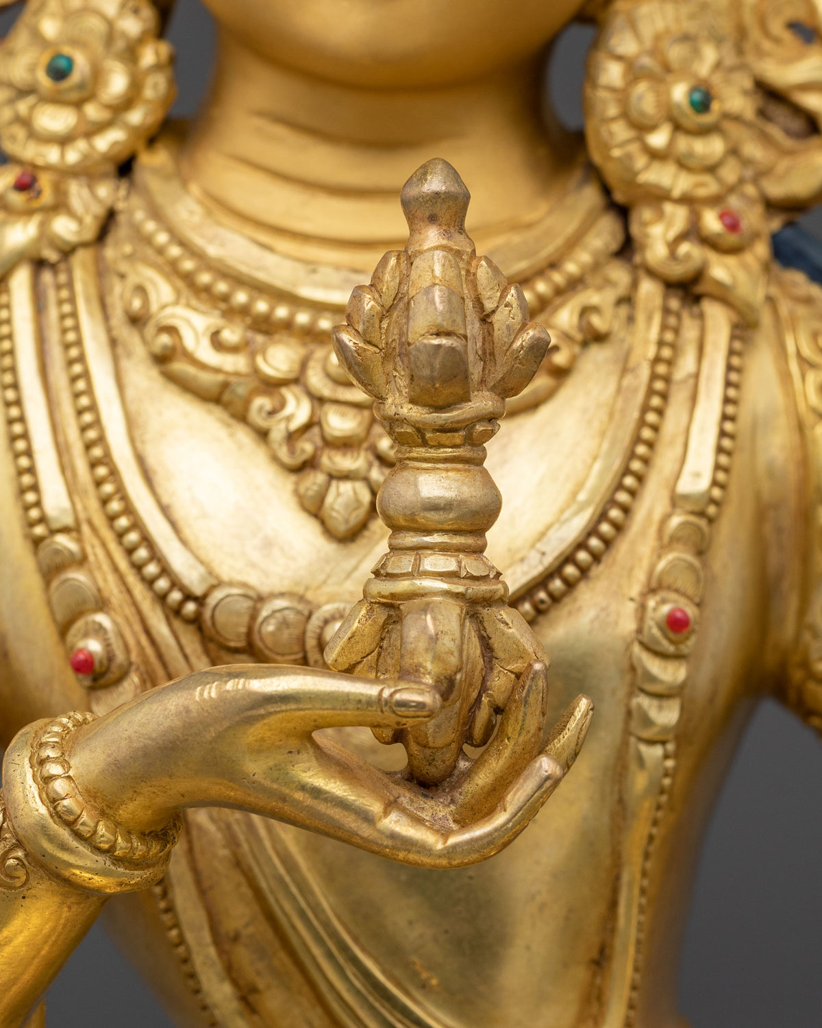 Vajrasattva Fire Gold Gilded Statue | Tibetan Deity Figurine
