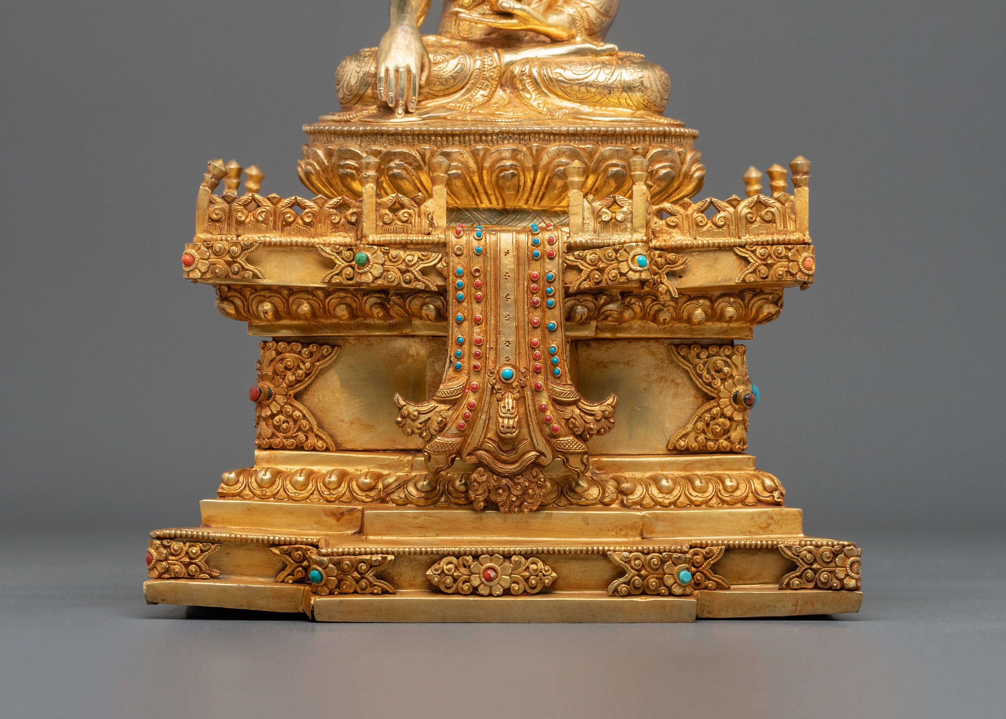 Shakyamuni Buddha Sacred Sculpture with Throne | Symbol of Wisdom Peace