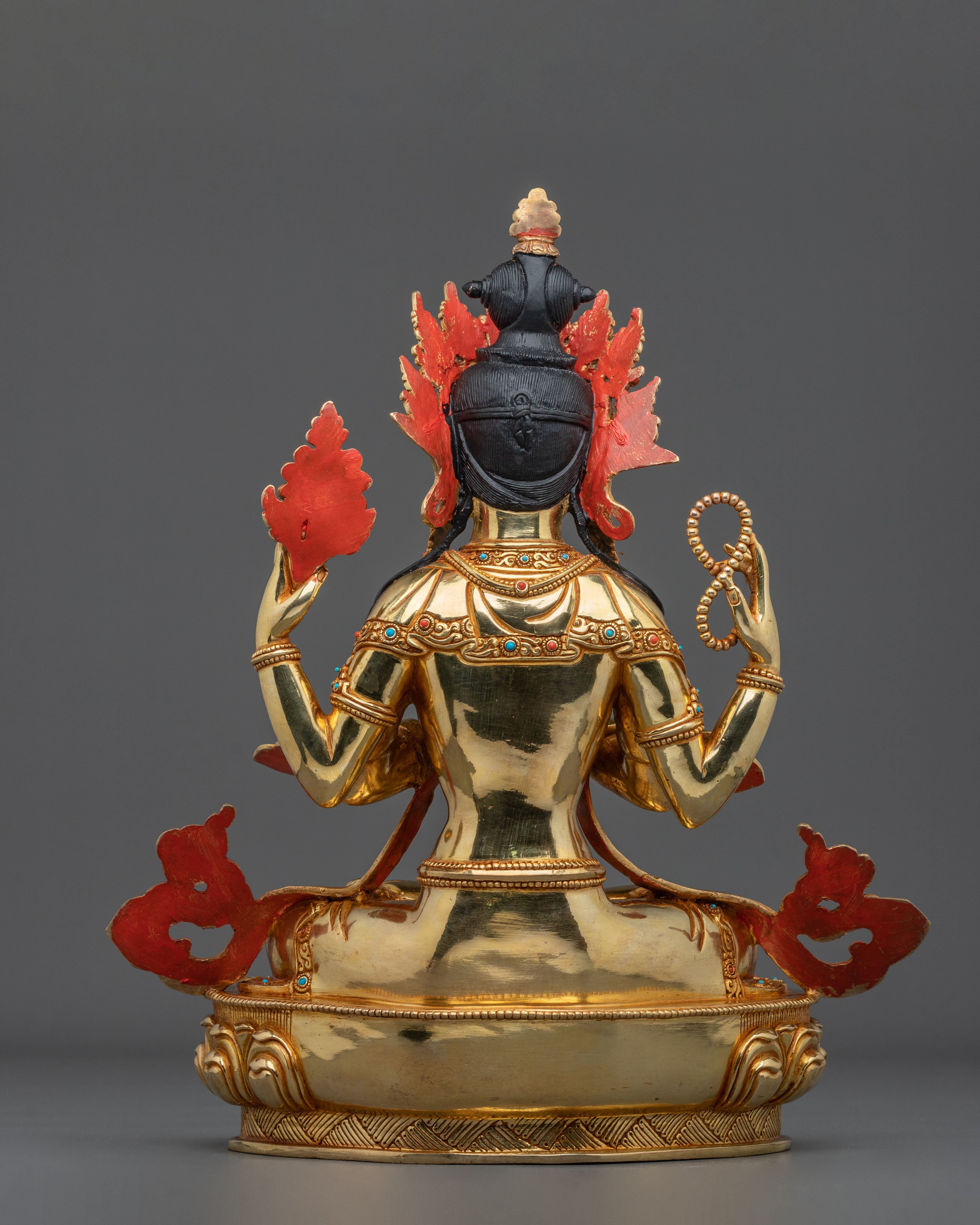 Four-Armed Chenrezig Sculpture | Handmade Copper Figurine