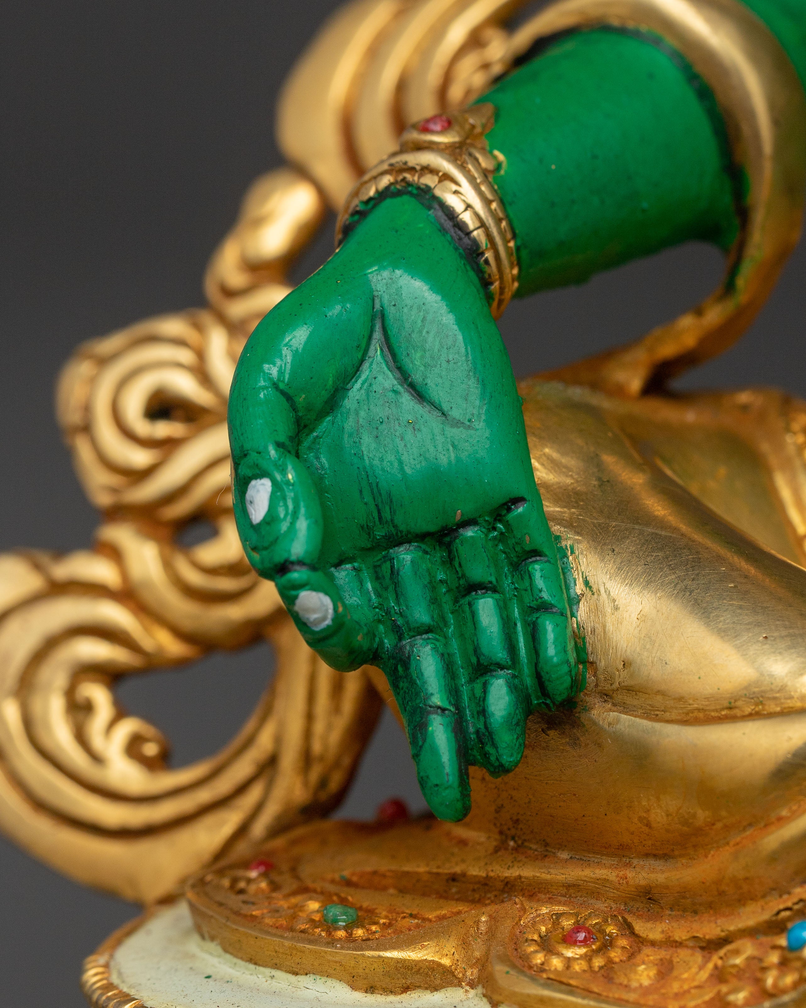 Green Tara Traditional Statue of Protection - Handcrafted Serenity
