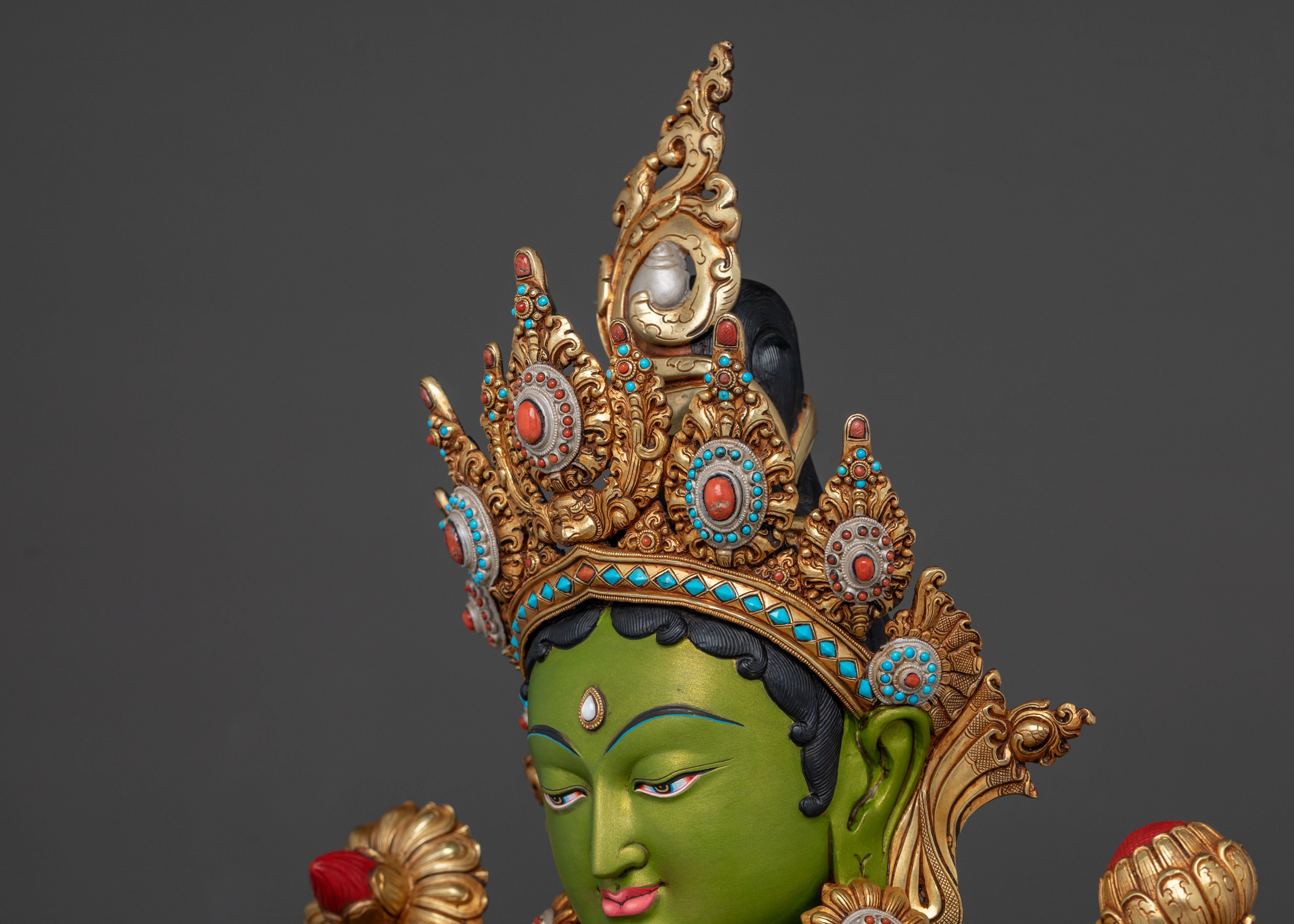 Syamatara: 24K Gold Gilded Traditional Statue