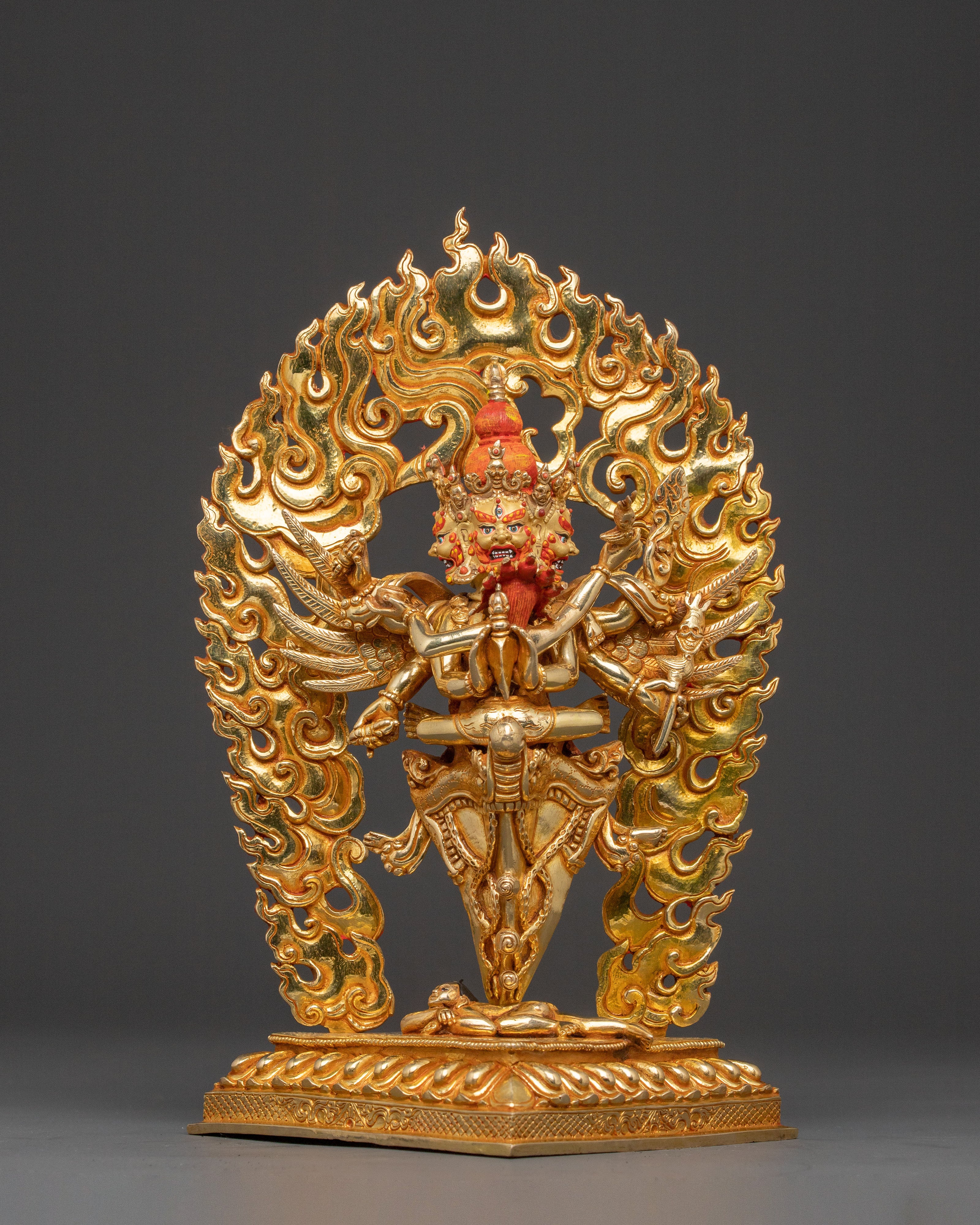 Vajrakilaya Protection Statue – Handcrafted Gold Gilded Statue