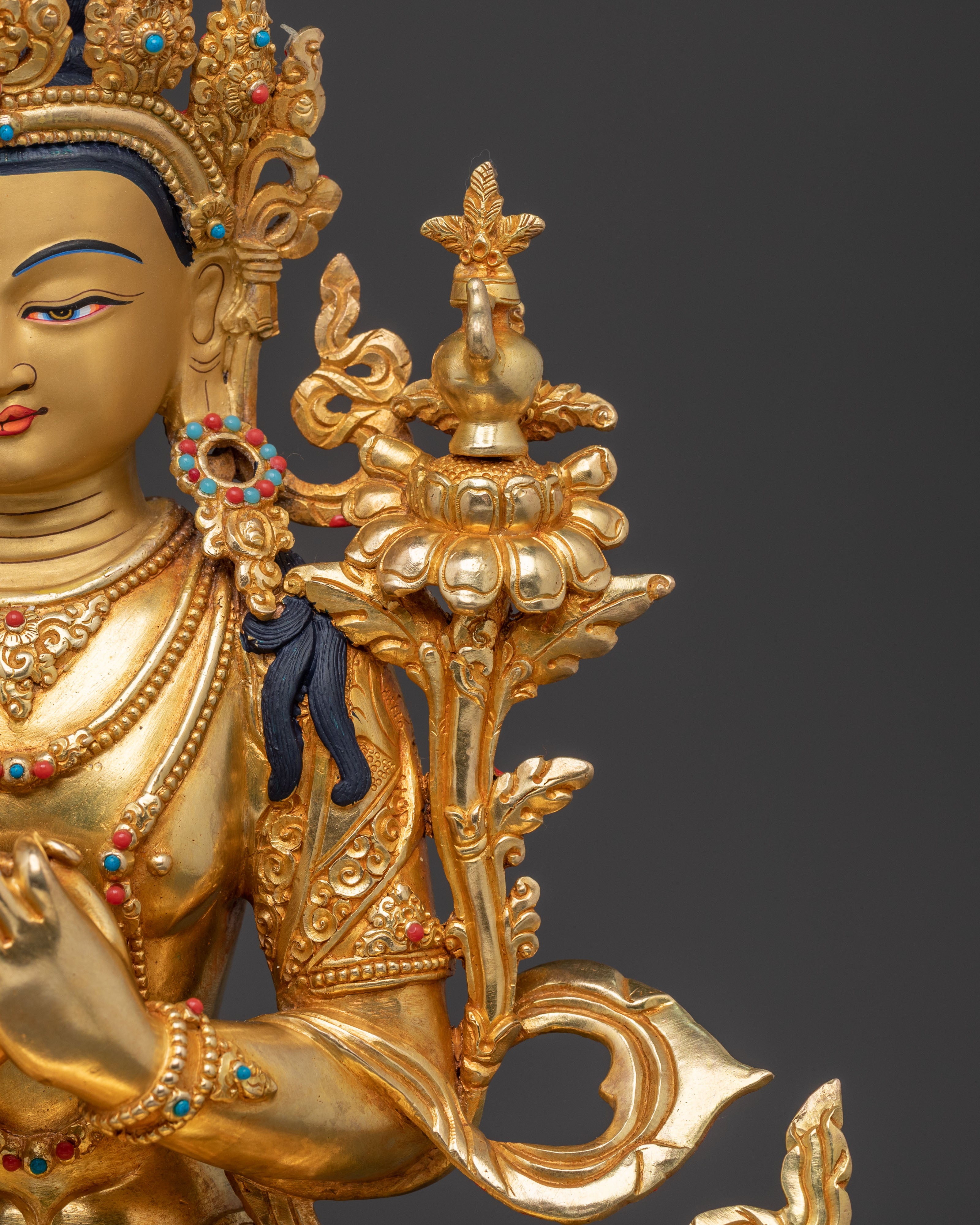 Maitreya Buddha Spiritual Statue | 24K Gold Gilded Figure