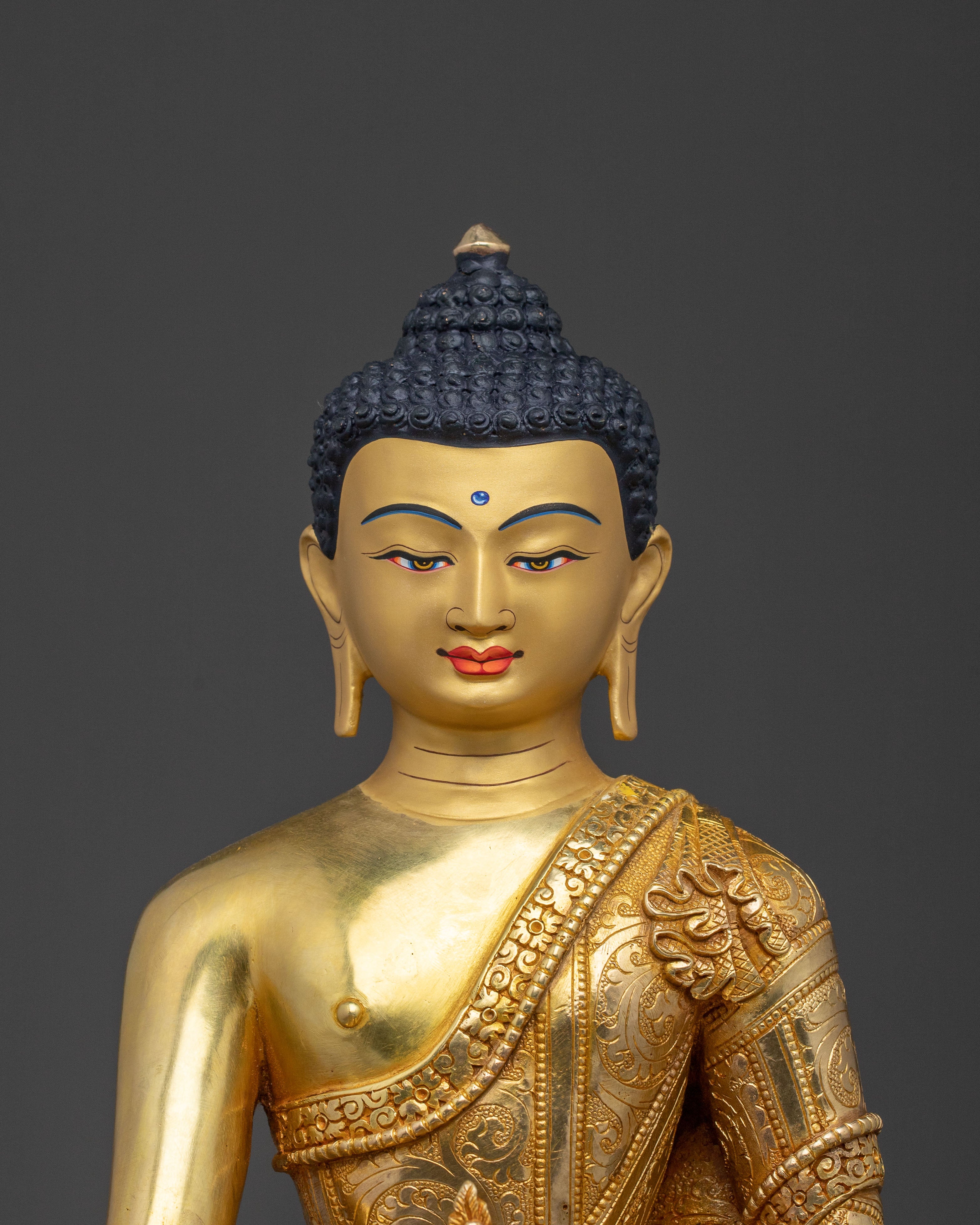 Medicine Buddha Divine Statue: Hand-Gilded Copper Art