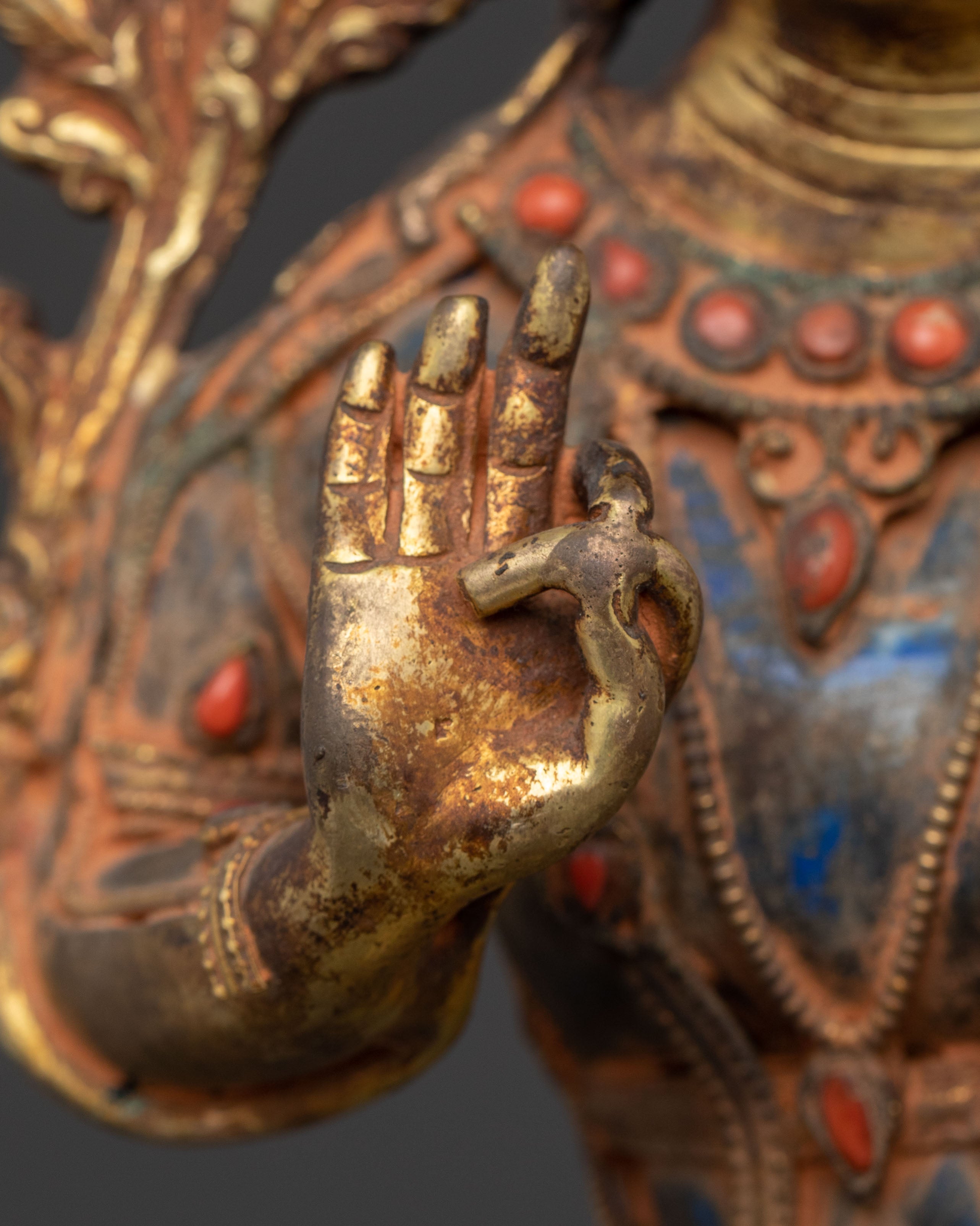 Padmapani Copper Sculpture with Antique Finish