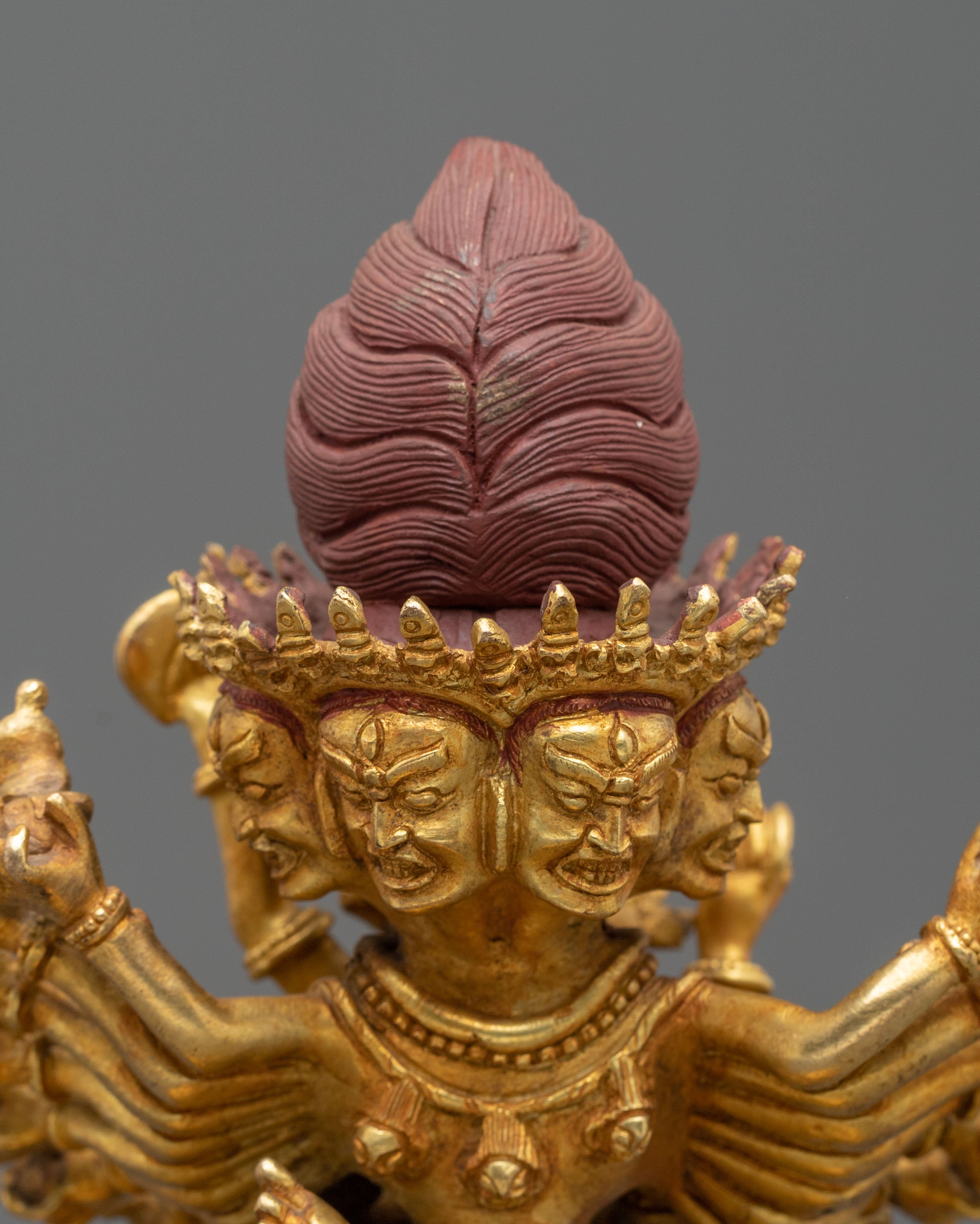 Buddhist Protector Hevajra Statue – 24K Gold Gilded Copper