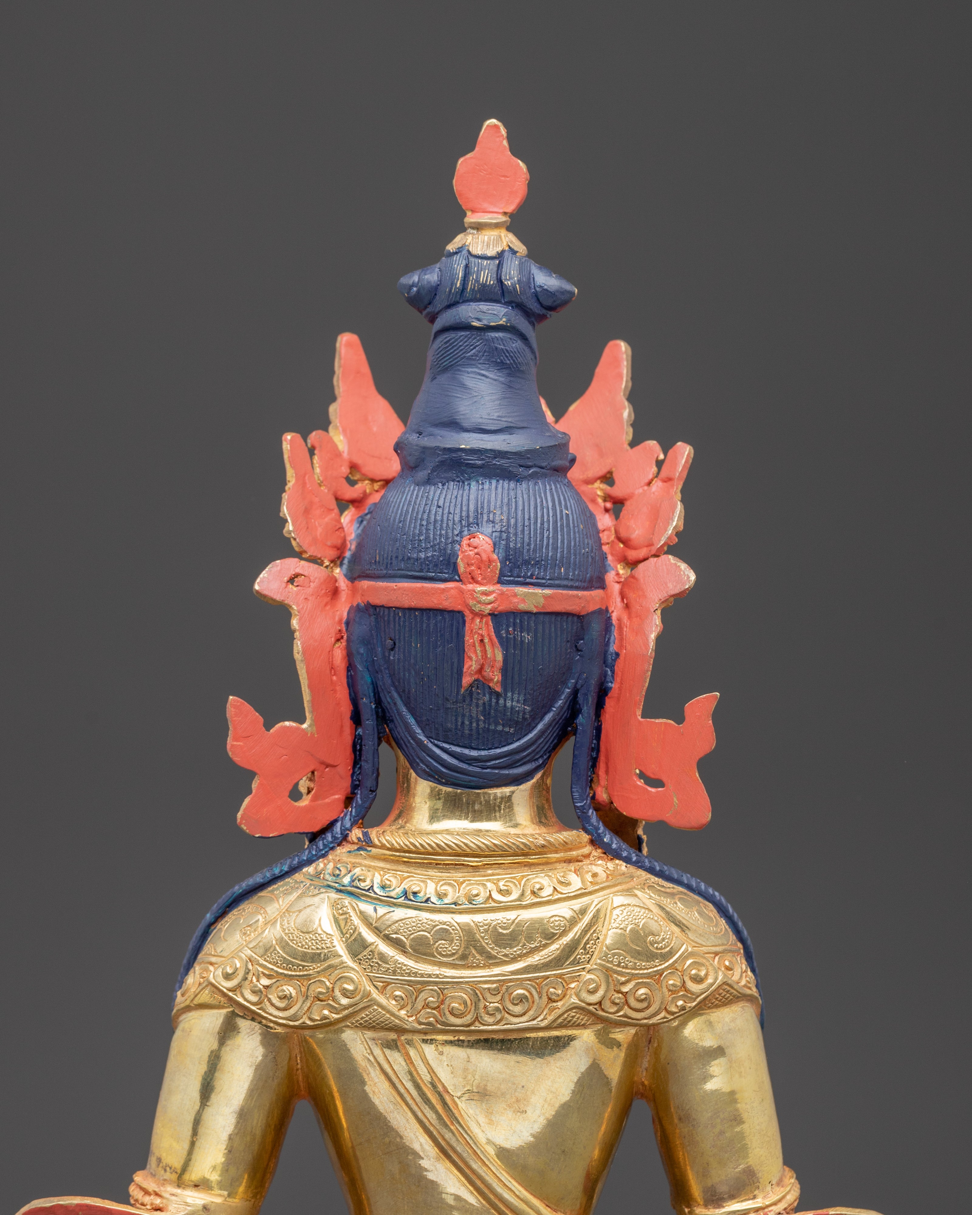 Handcrafted Nepalese Amitayus Golden Statue | Symbol of Longevity