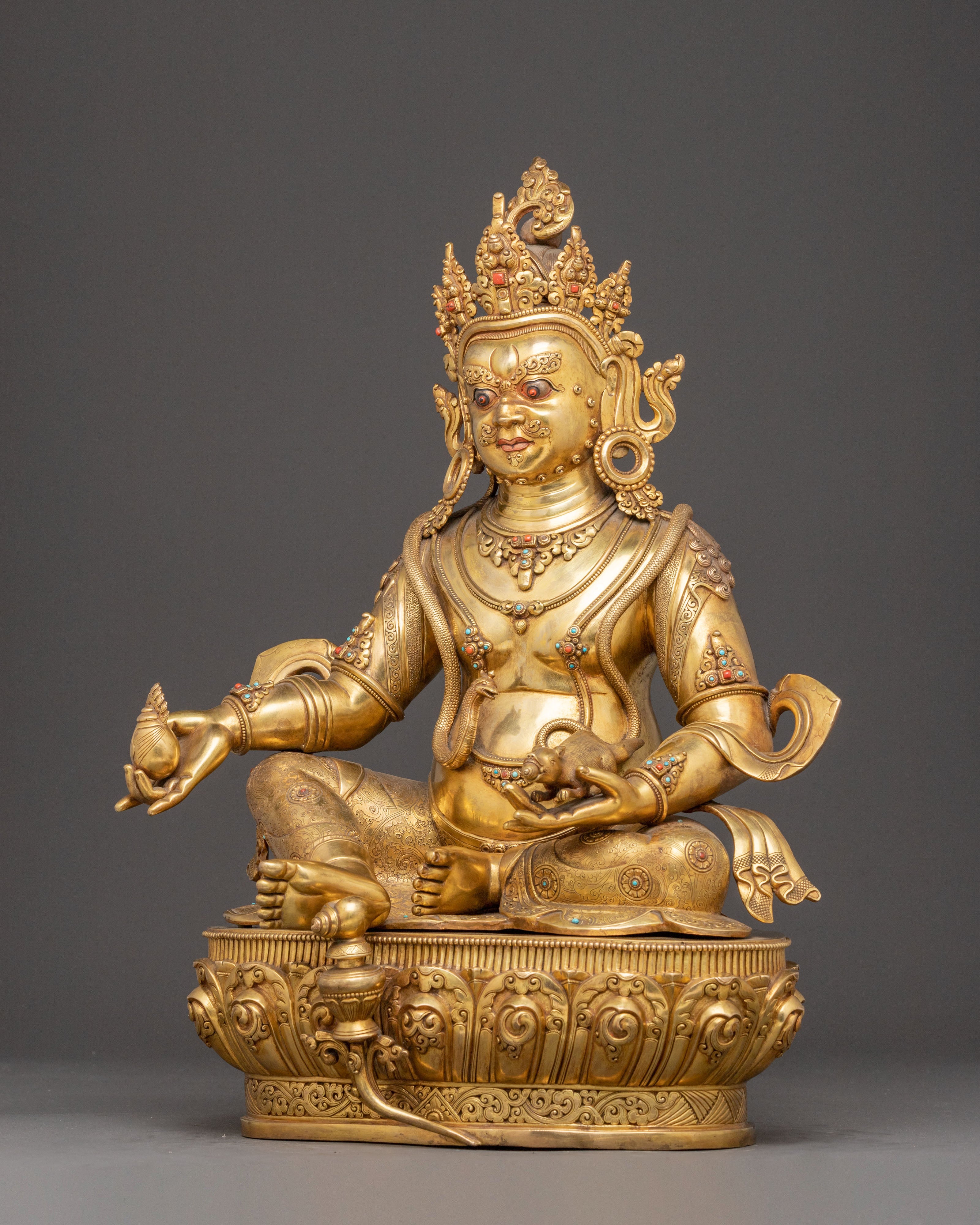 Golden Statue of Wealth Icon Dzambhala | Lord of Abundance