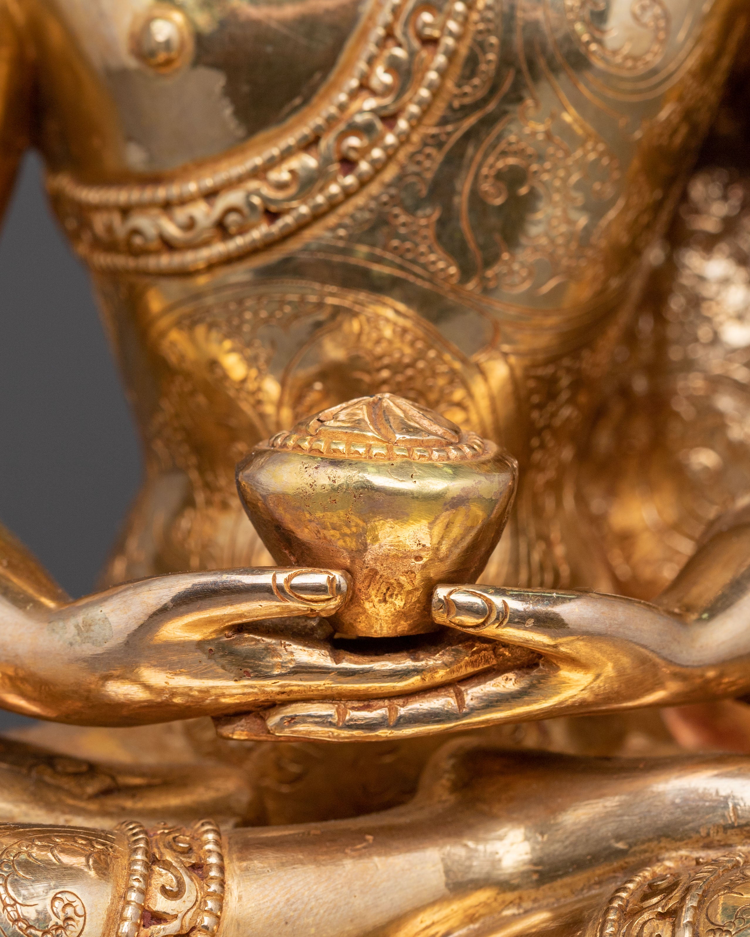 Divine Amitabha Buddha Handmade Statue | 24K Gold Gilded Art