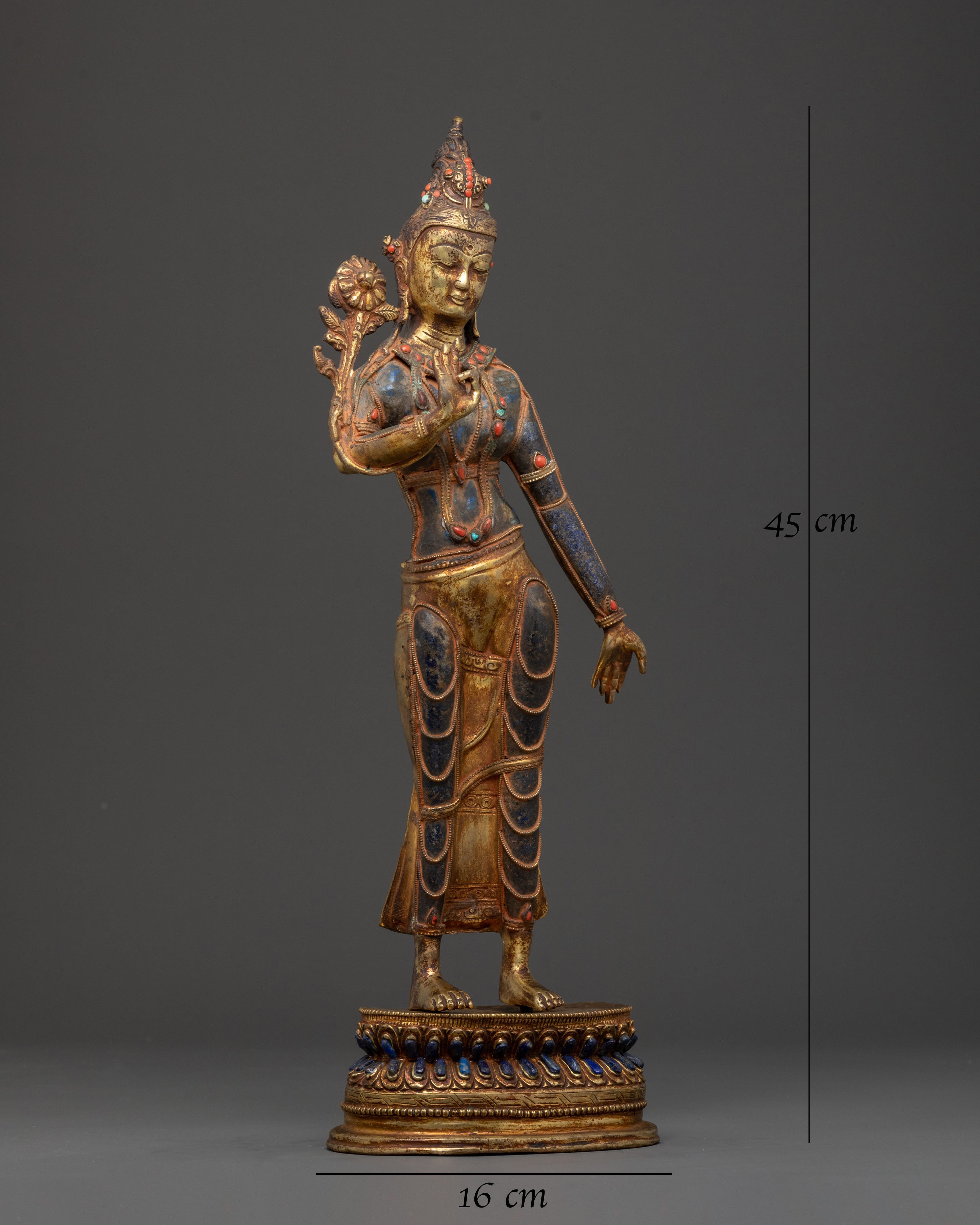 Padmapani Copper Sculpture with Antique Finish