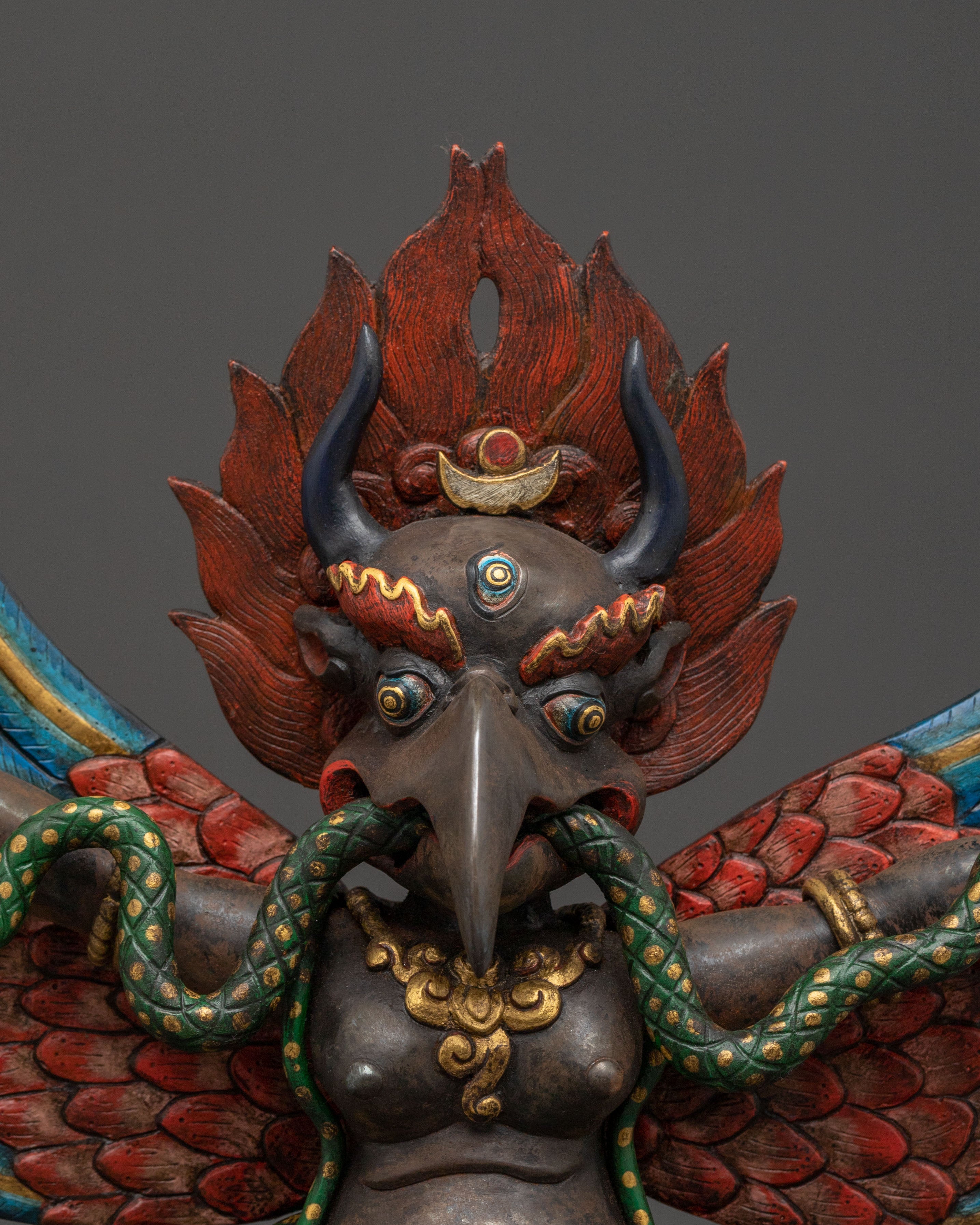 Garuda Fierce Protector Statue – Oxidized Copper Art