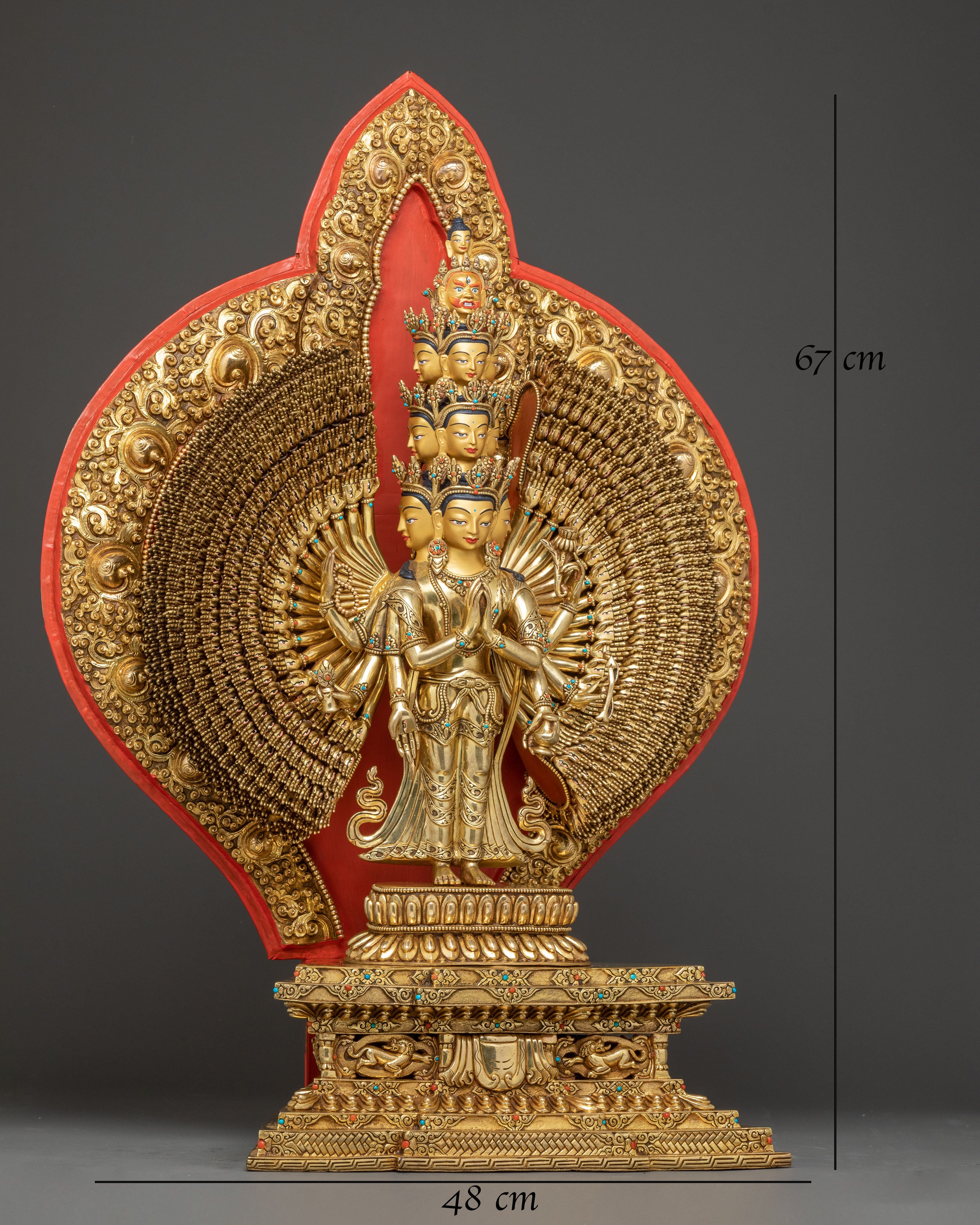 Thousand Armed Chenrezig Copper Sculpture | Compassionate Bodhisattva