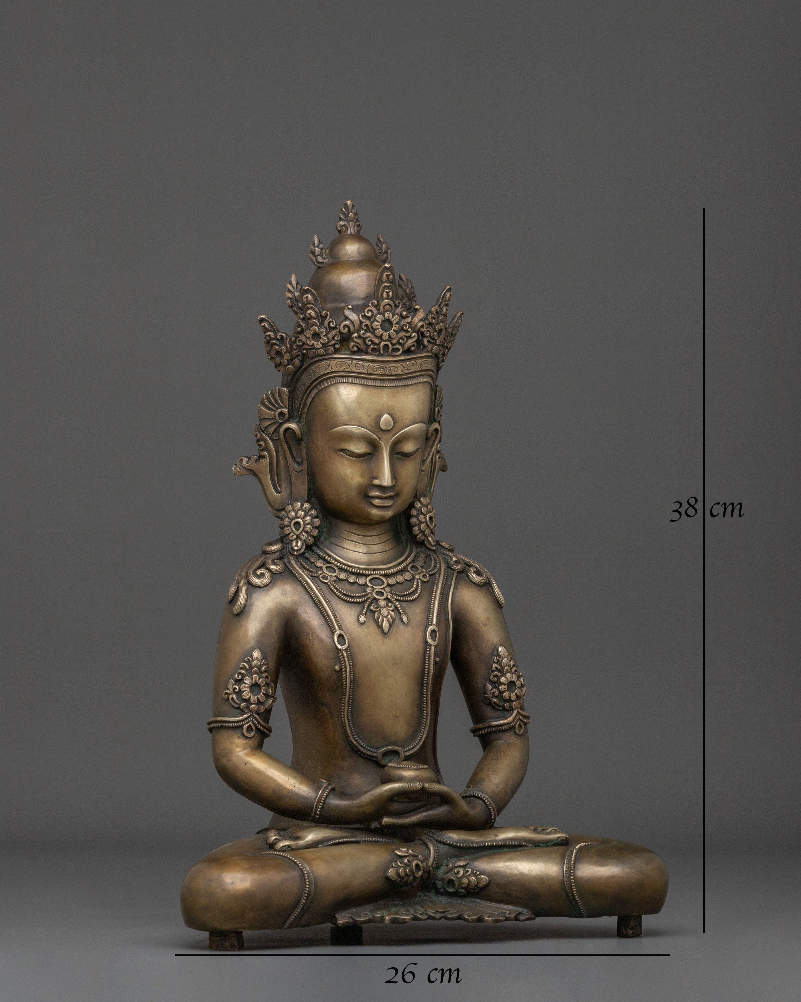 Crown Amitabha Buddha Sacred Sculpture in Bronze