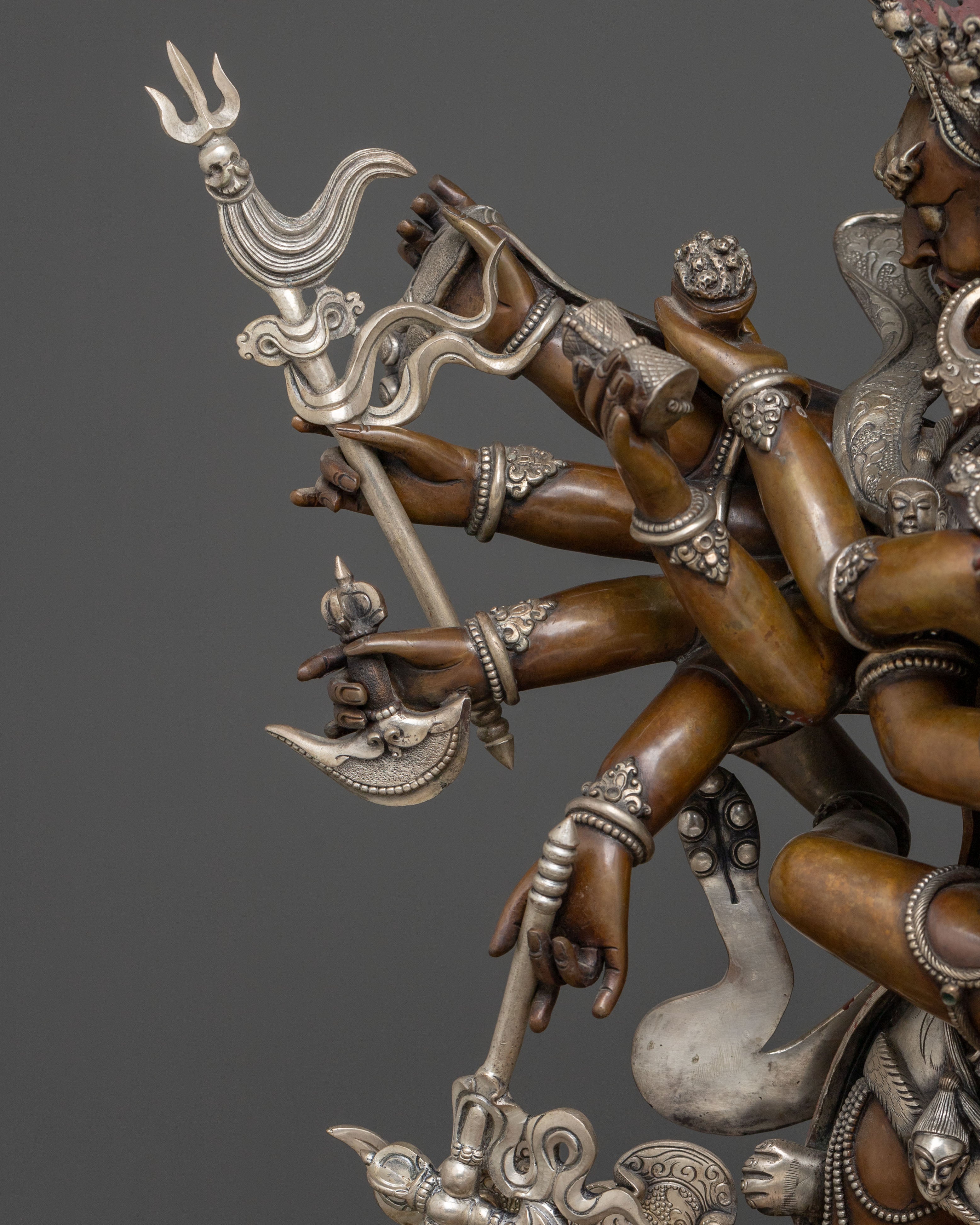 Chakrasamvara Oxidized Copper Statue | Silver-Plated